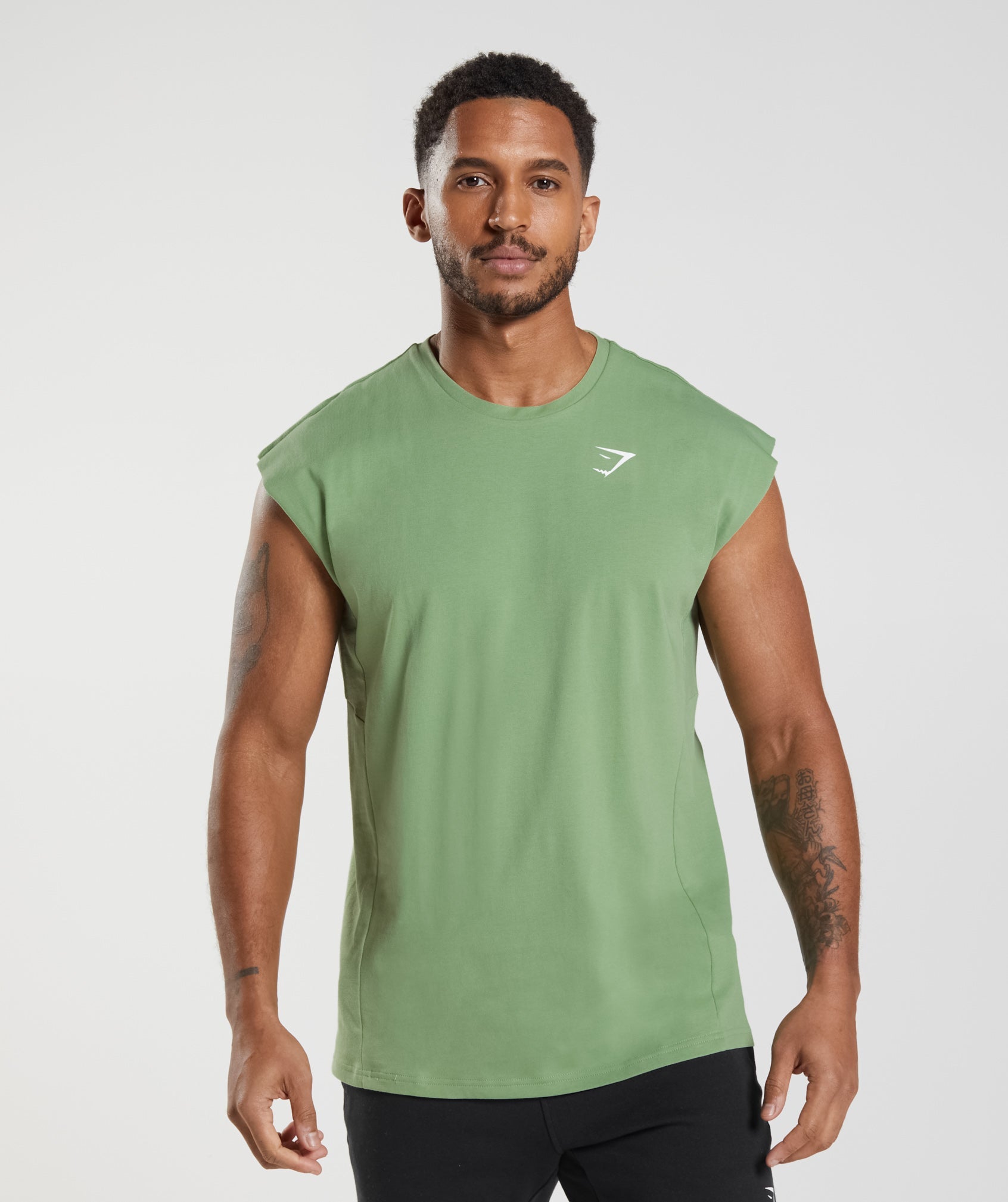 React Cut Off Tank in Tea Green