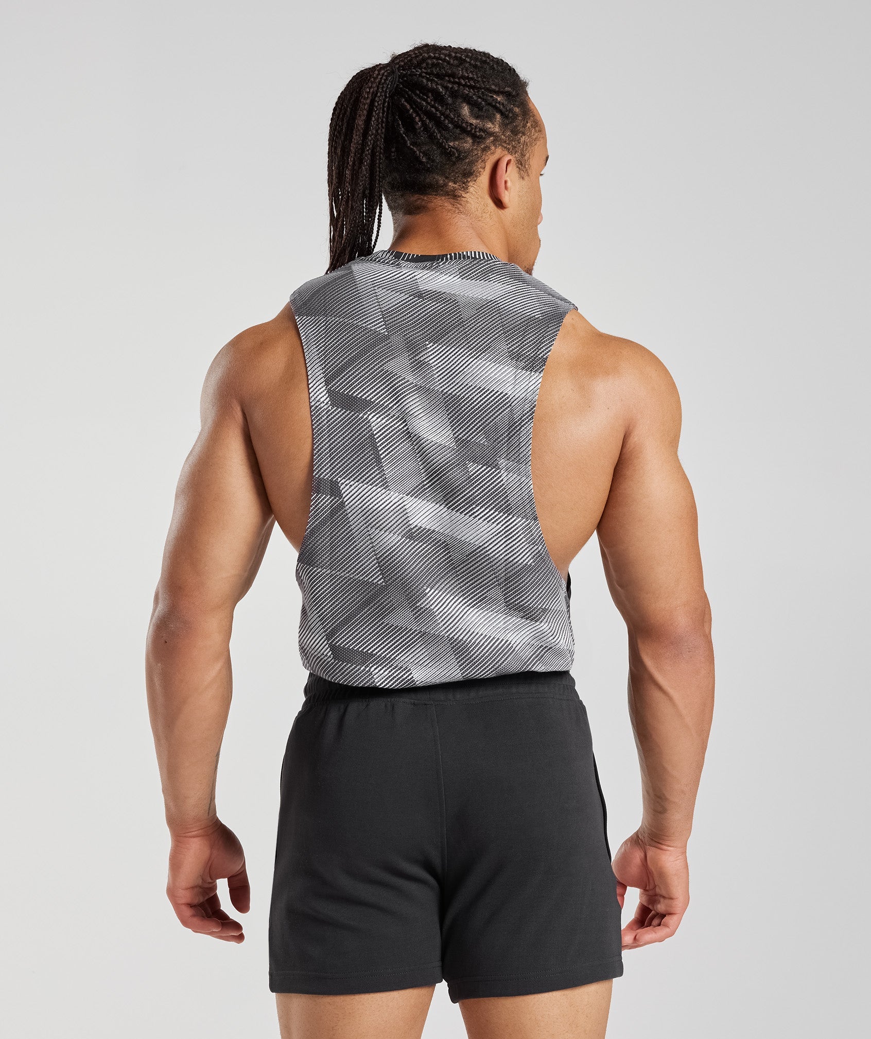 React Drop Arm Tank in Silhouette Grey Print - view 2