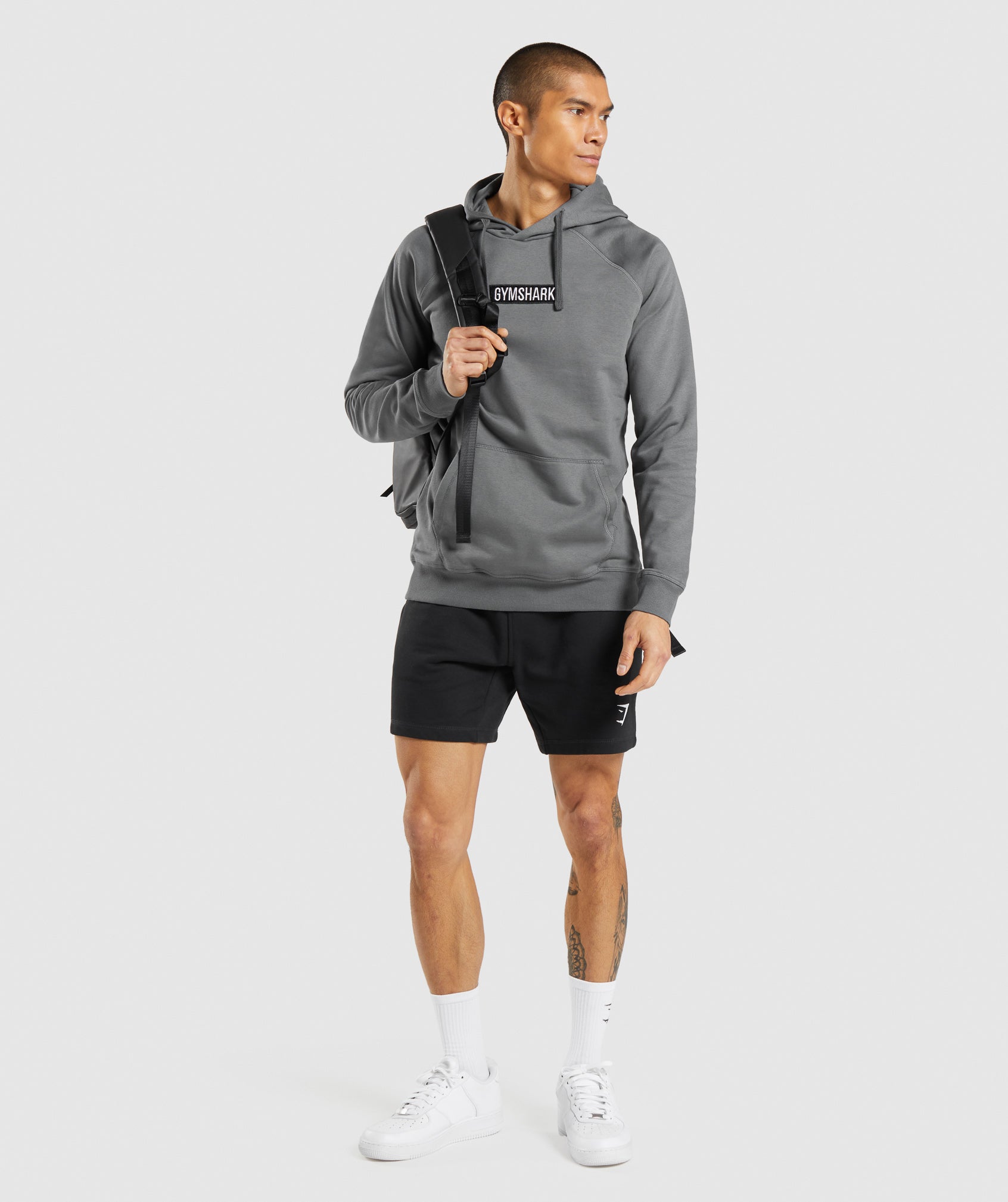 Gymshark Crest Oversized Zip Up Hoodie - Charcoal Grey Marl