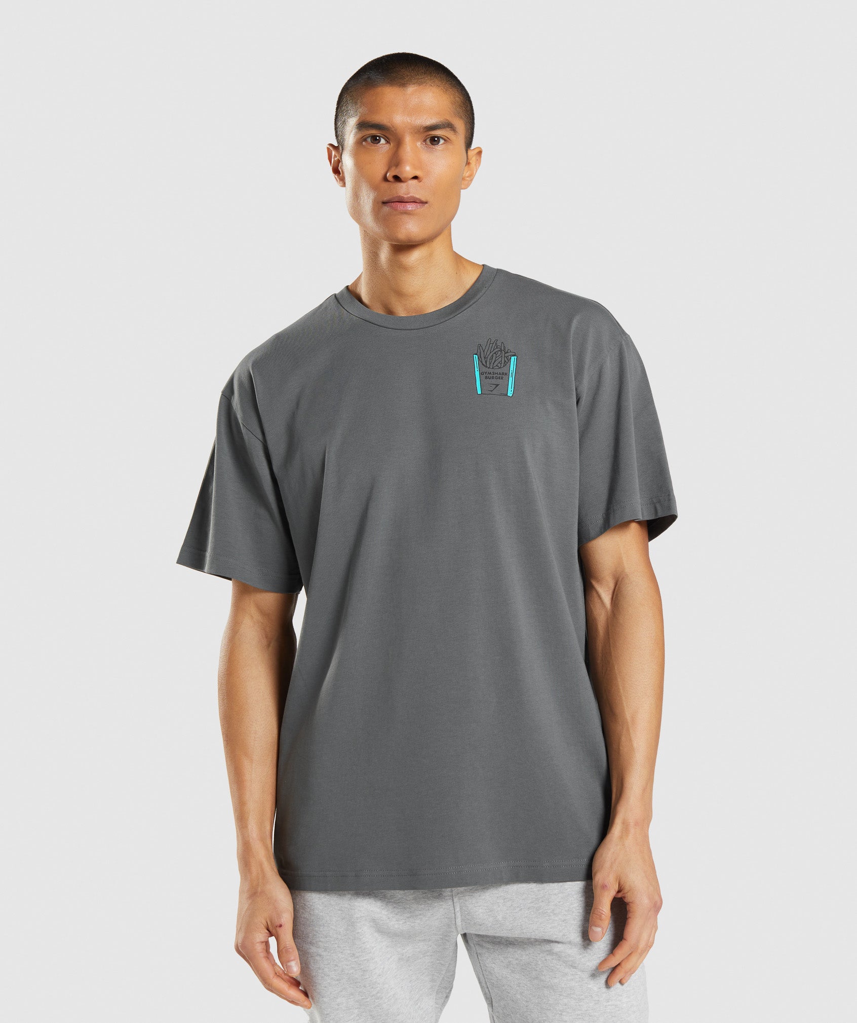 Diner Graphic Oversized T-Shirt in Charcoal