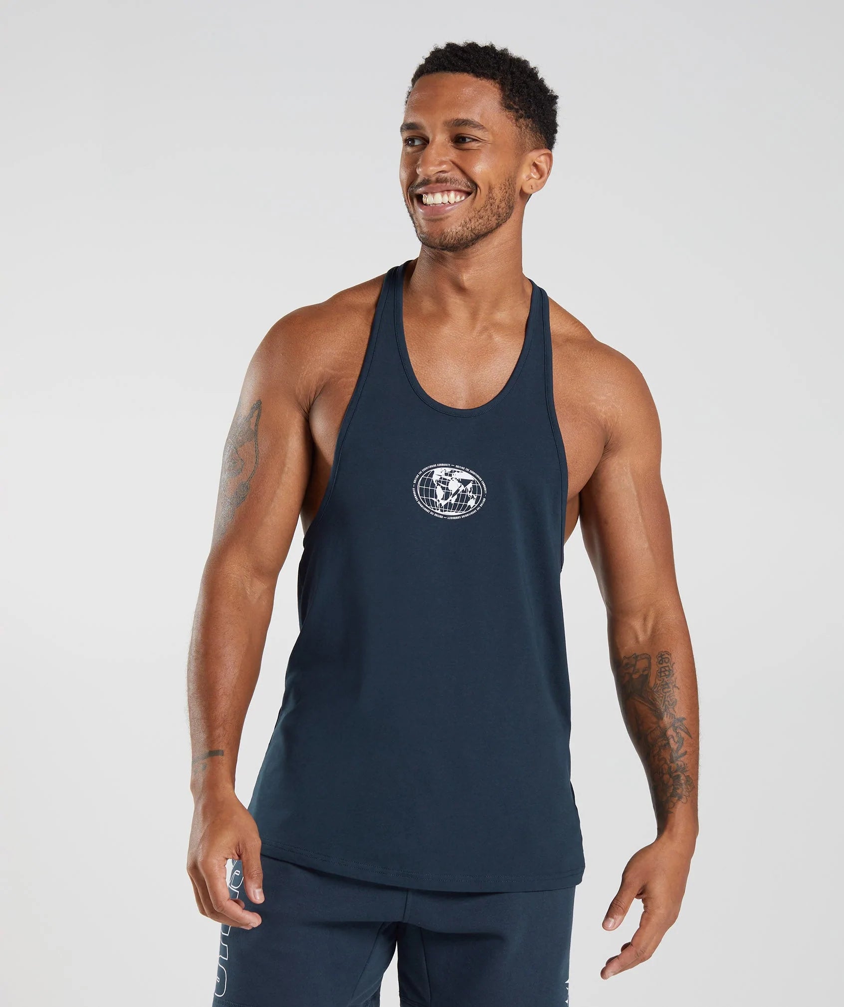Gymshark Round Neck Sleeveless Navy Mens Luxe Legacy Tank Top