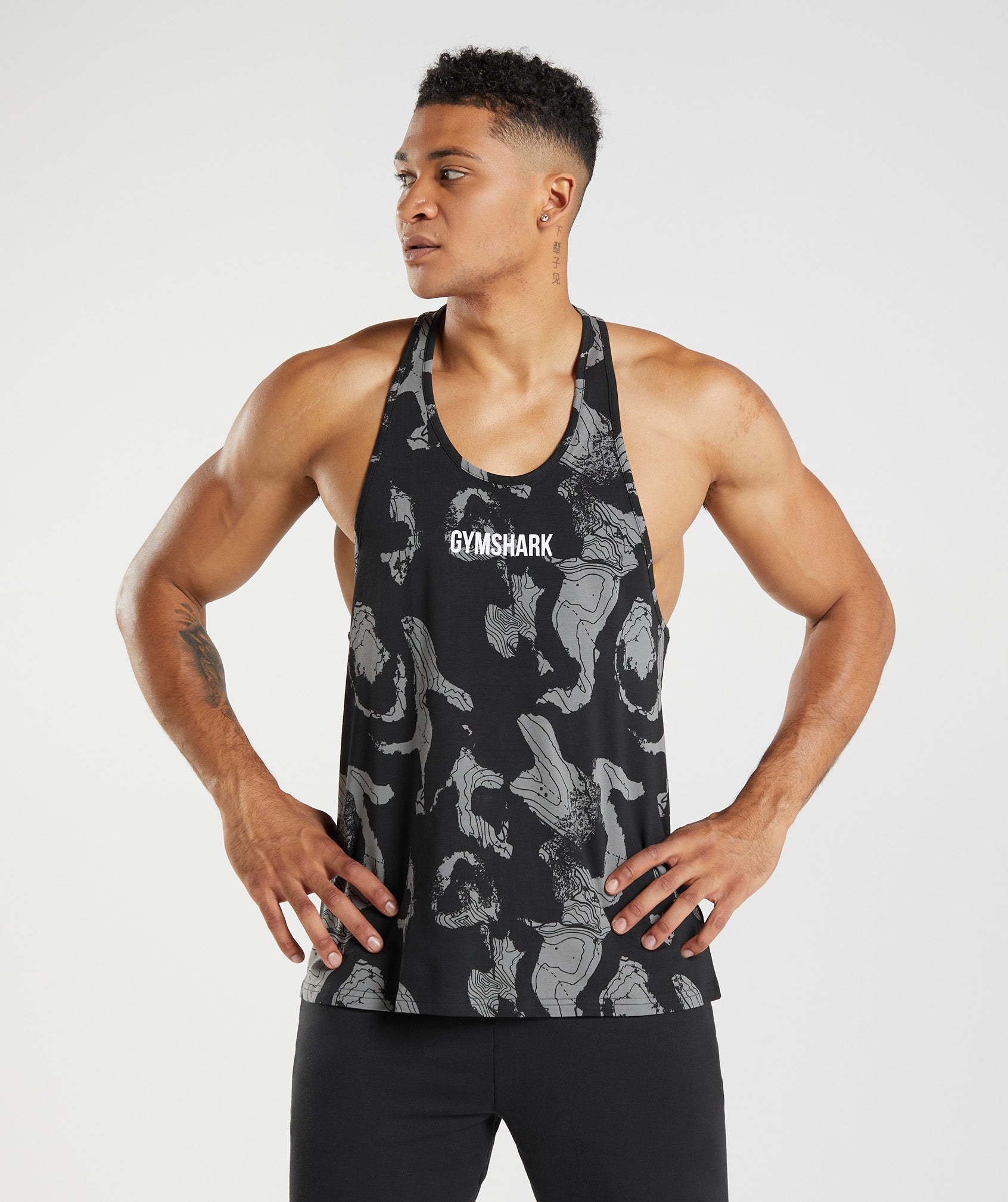 Map Print Stringer in Black Print - view 1