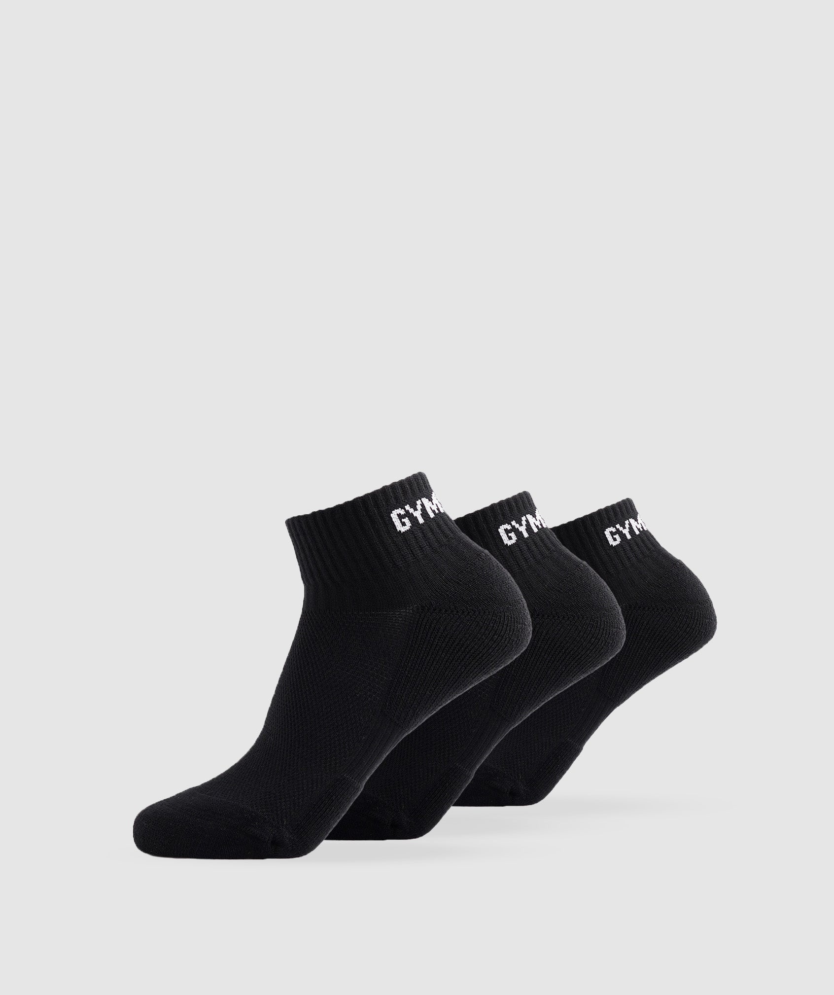 Jacquard Quarter Socks 3pk in Black