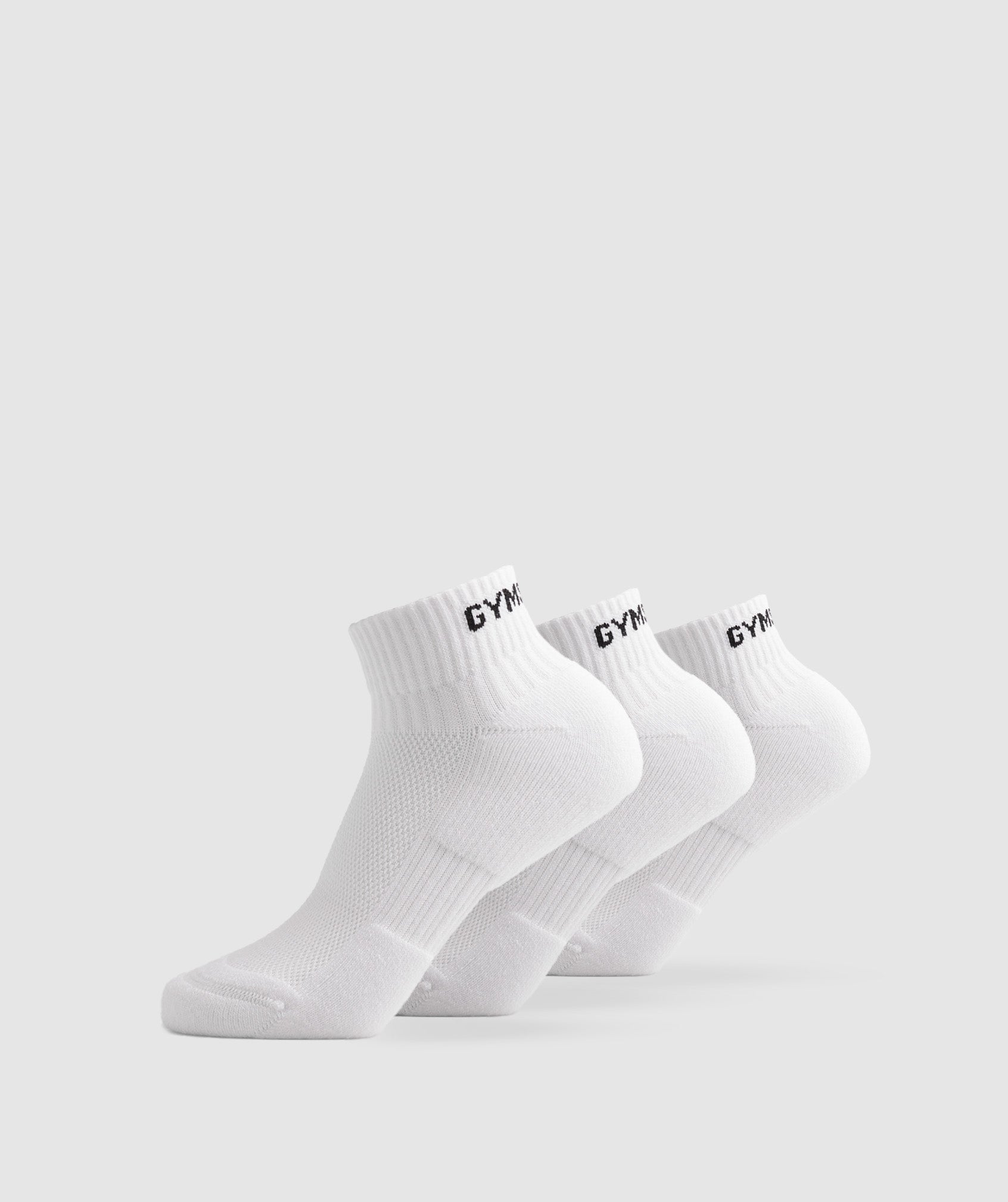 Jacquard Quarter Socks 3pk in White - view 1