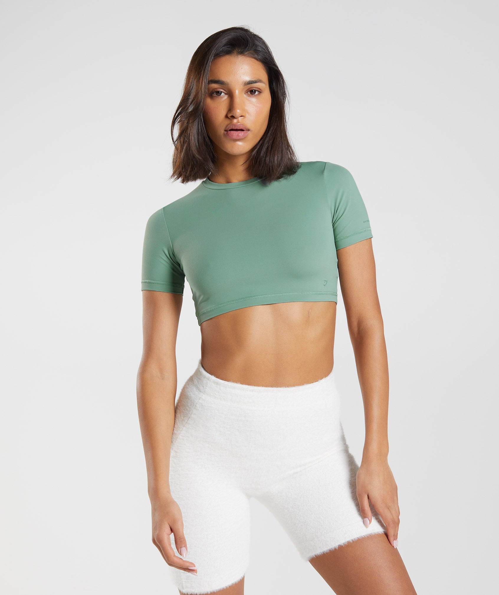 Whitney Short Sleeve Crop Top in Leaf Green