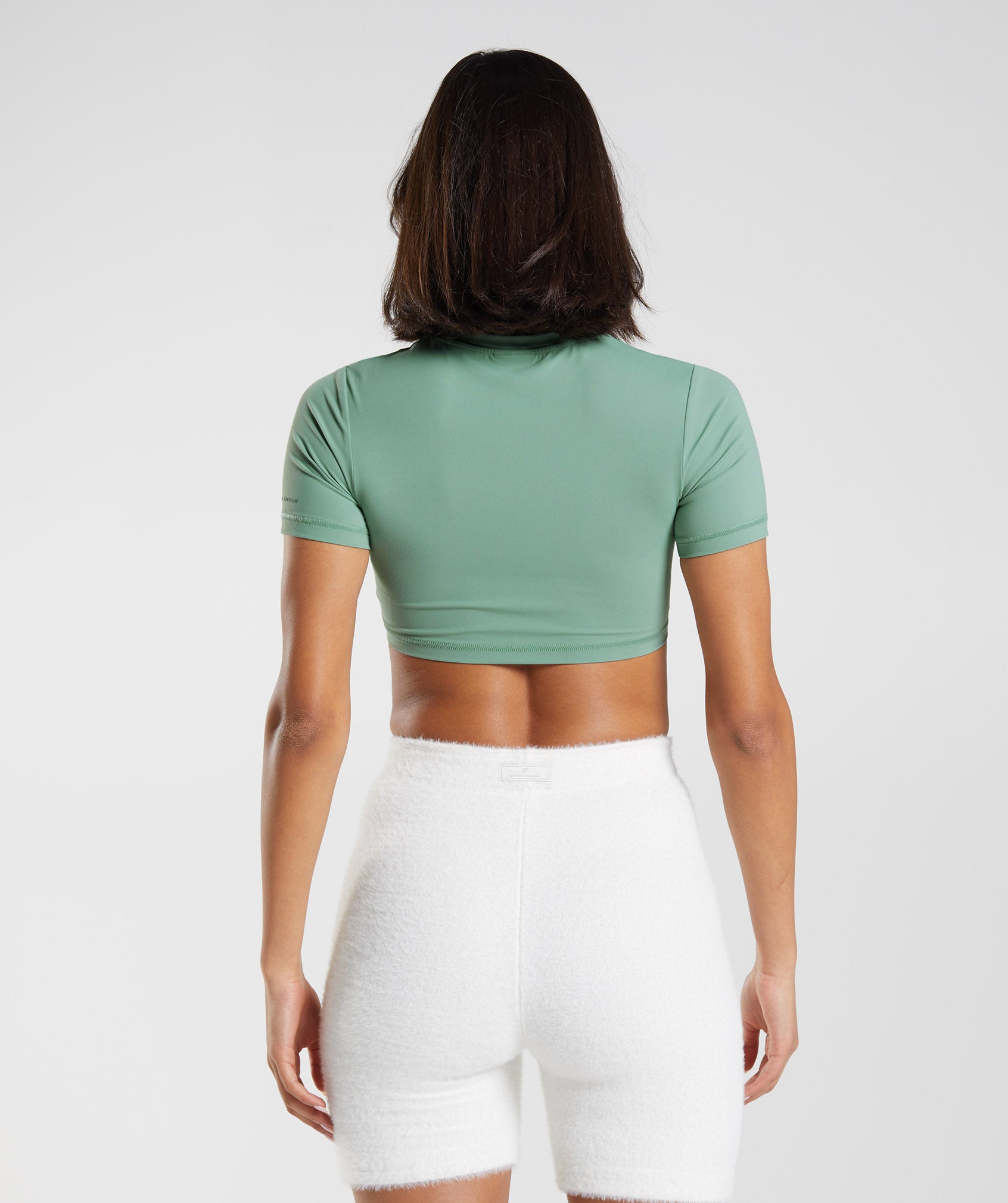 Whitney Short Sleeve Crop Top in Leaf Green