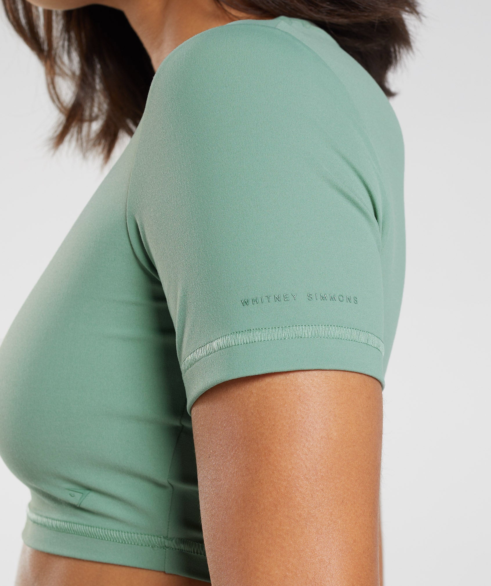 Whitney Short Sleeve Crop Top in Leaf Green