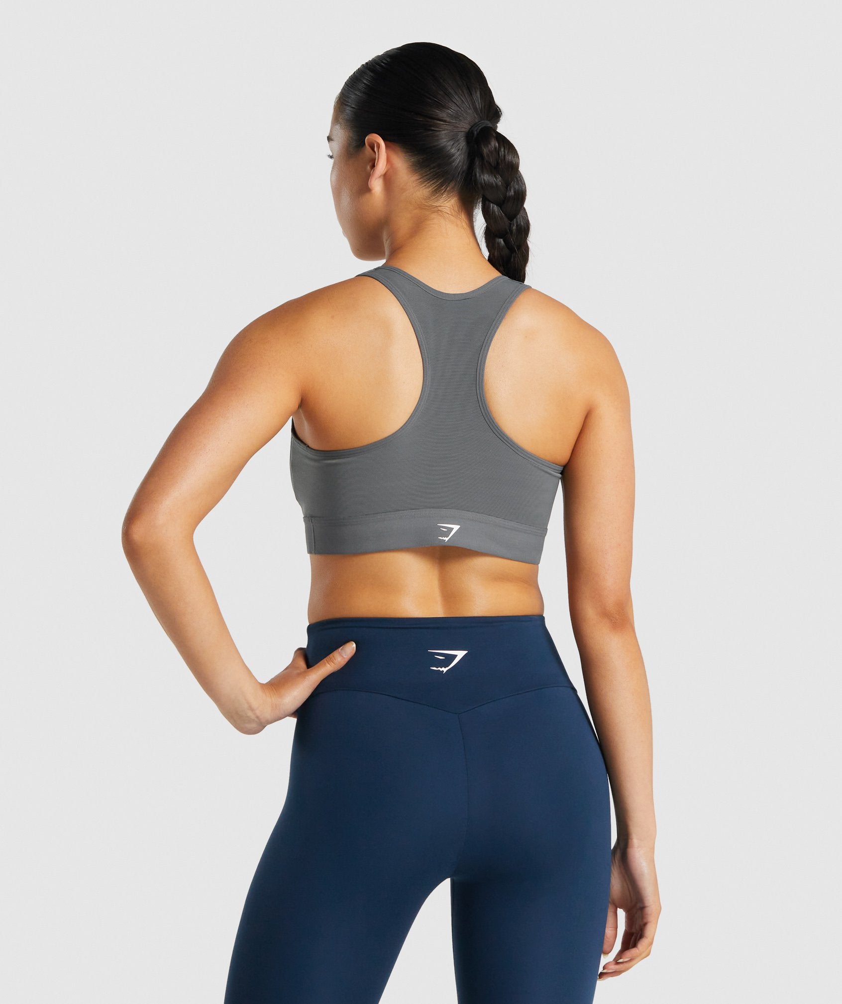 GYMSHARK Vital Seamless Sports Bra - Charcoal Marl, XS, Women's