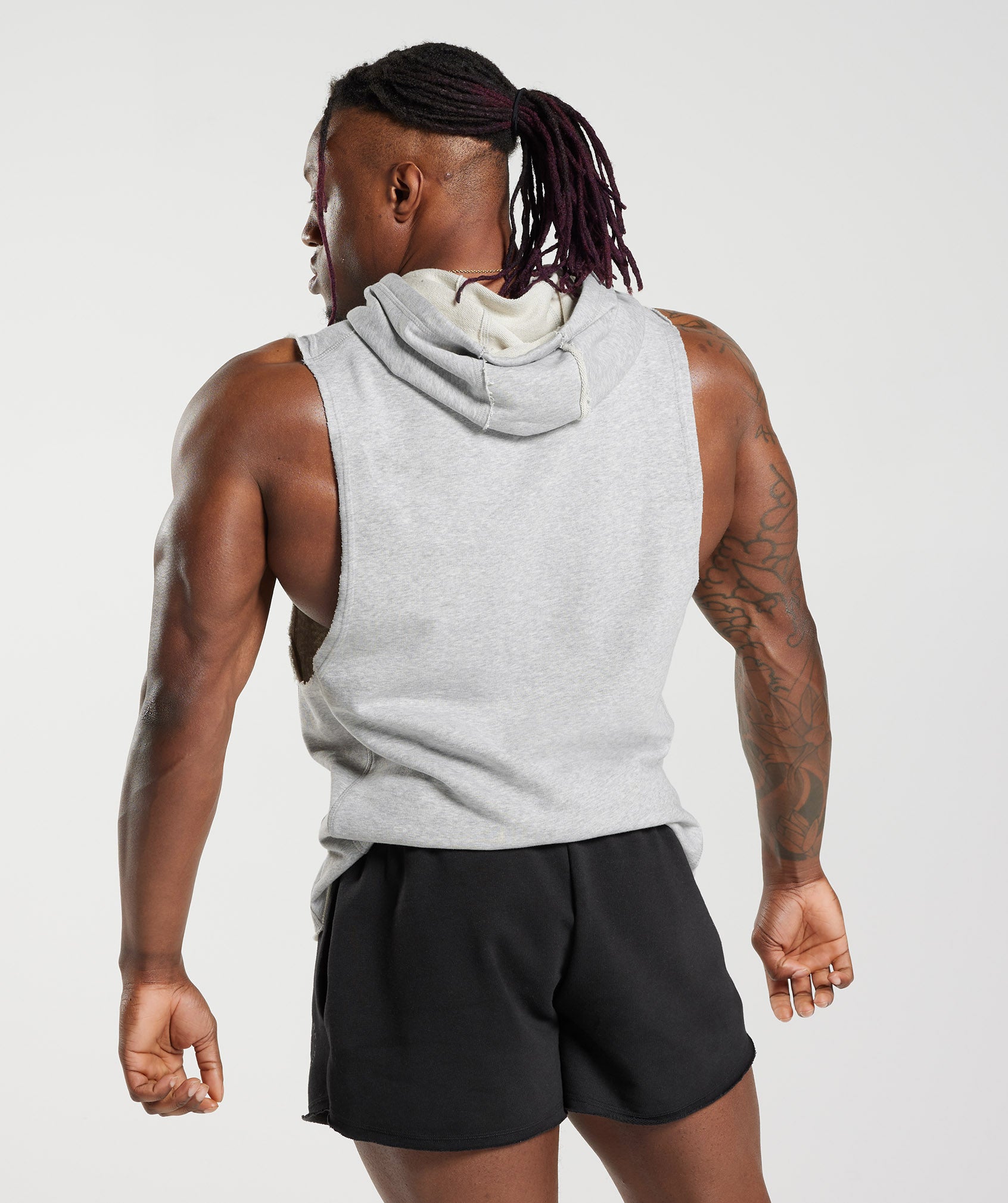 Legacy Drop Arm Hoodie in Light Grey Marl - view 2