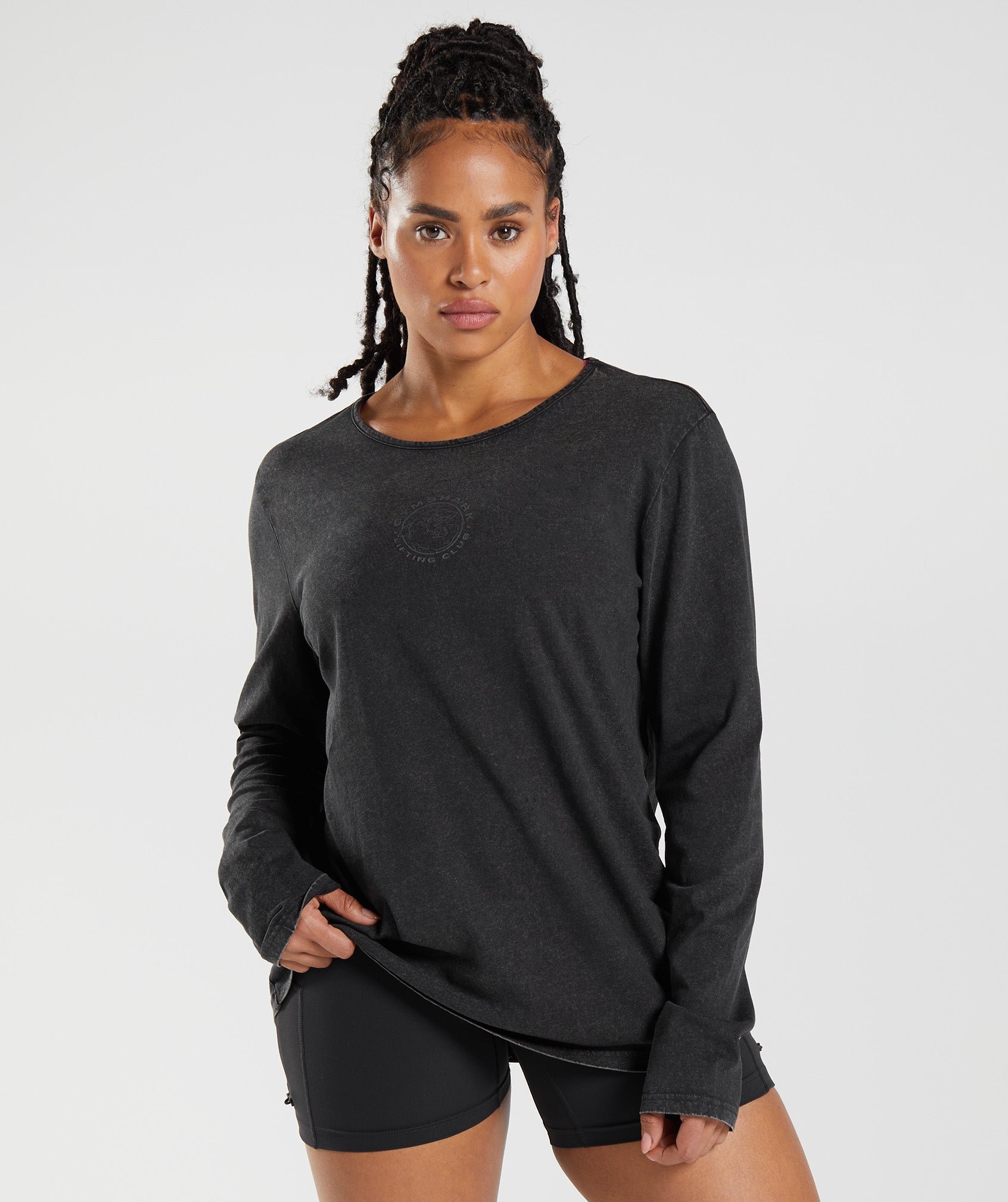 Legacy Washed Long Sleeve Top in Black - view 1
