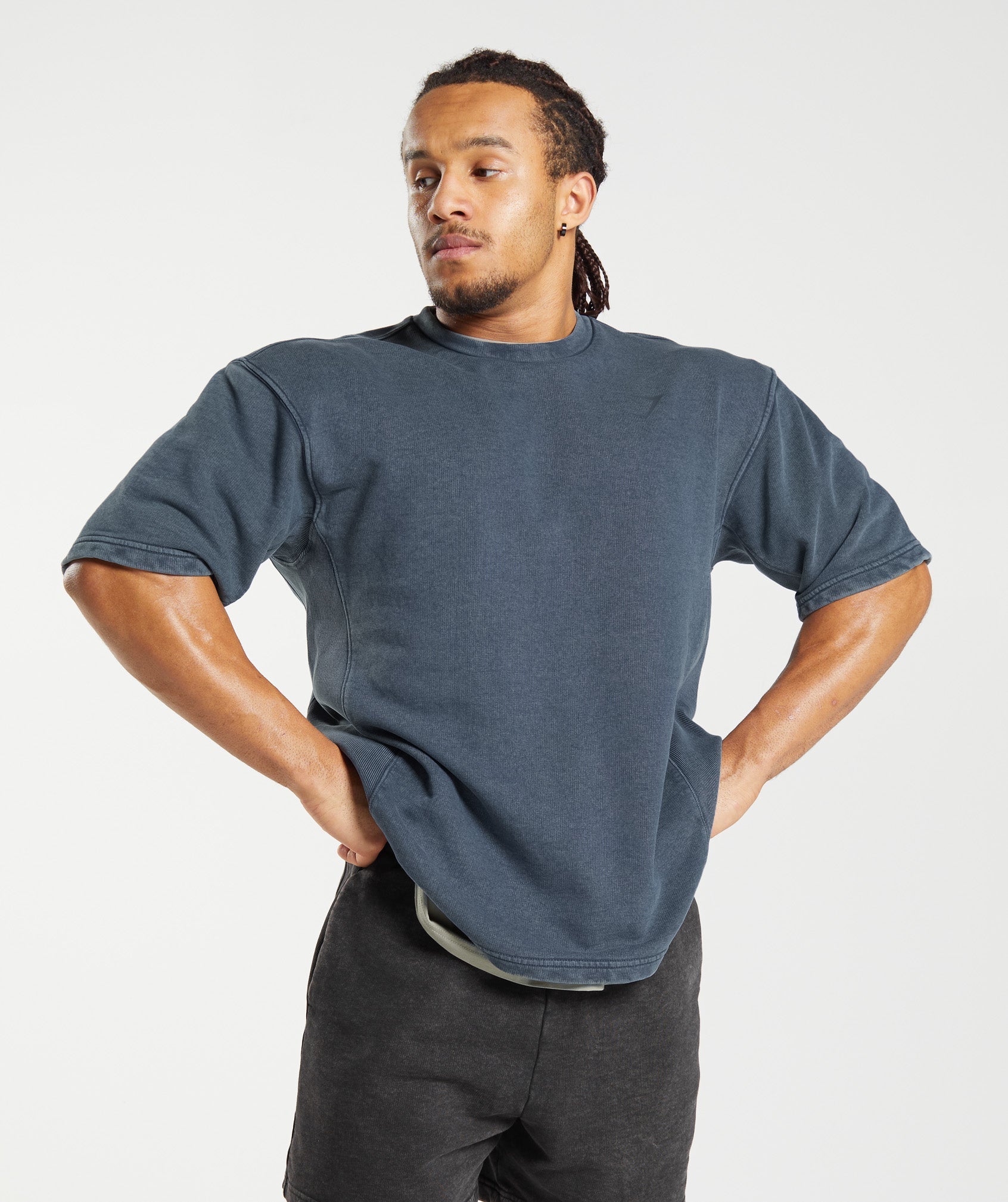 Power Washed Short Sleeve Crew in Evening Blue