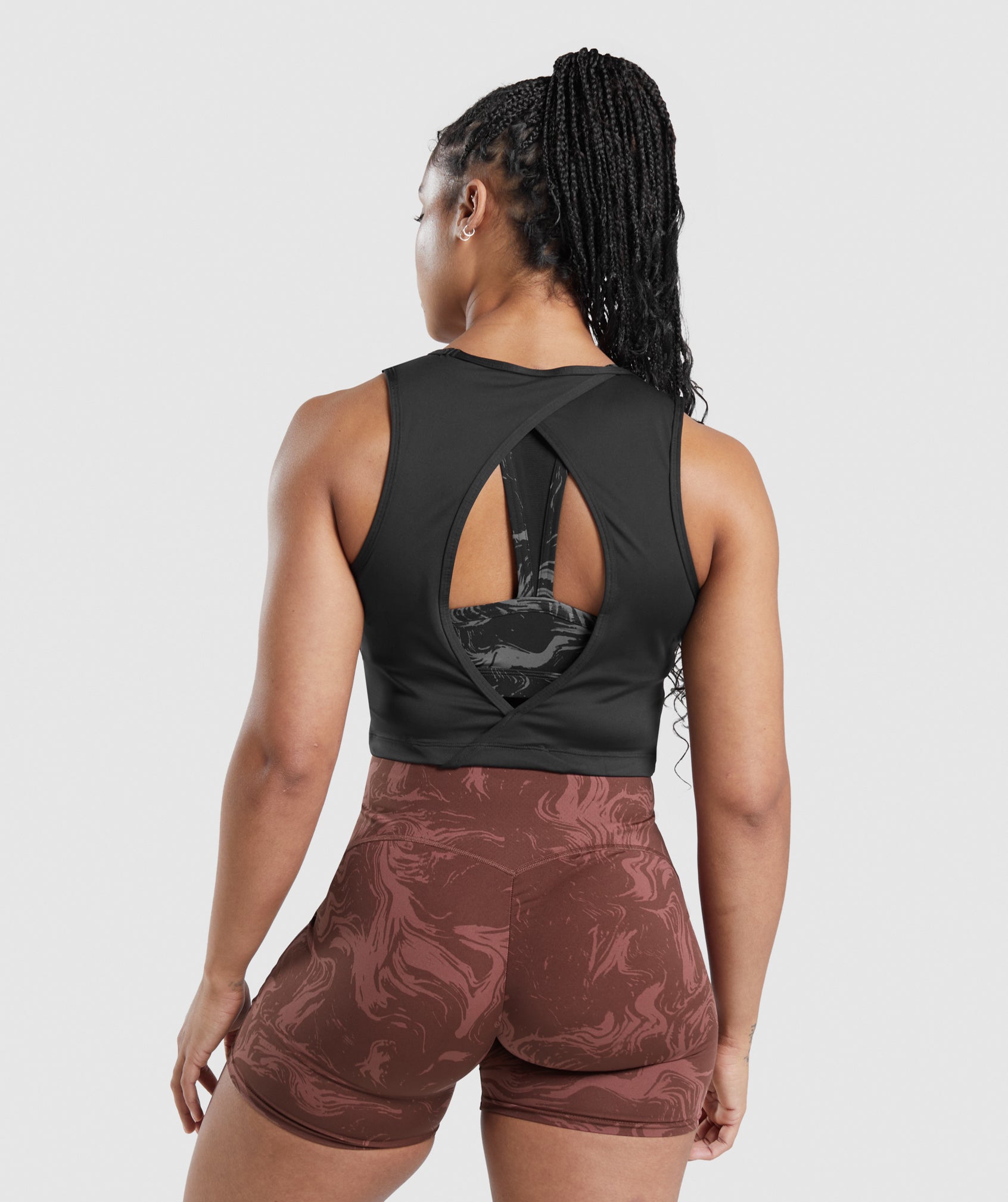GS Power Open Back Cropped Tank in Black - view 2