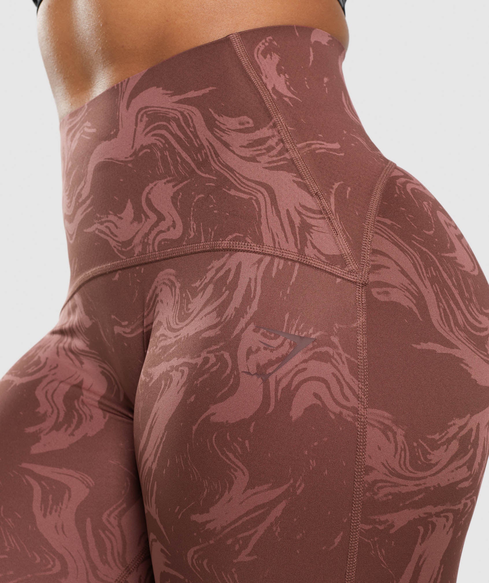 Waist Support Leggings in Cherry Brown Print