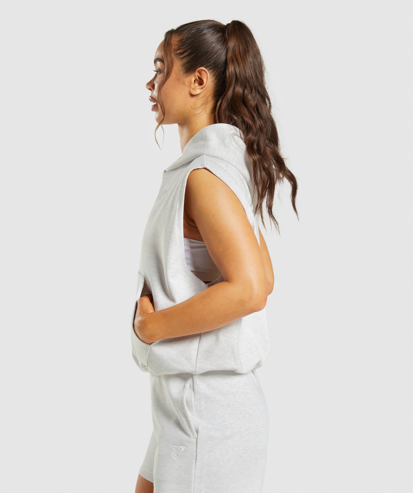 Rest Day Sweats Sleeveless Hoodie in Cloud Marl - view 3