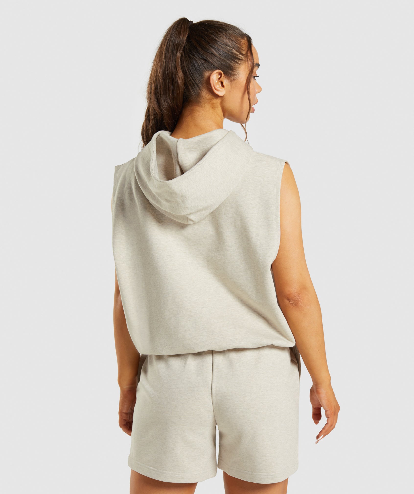 Rest Day Sweats Sleeveless Hoodie in Sand Marl