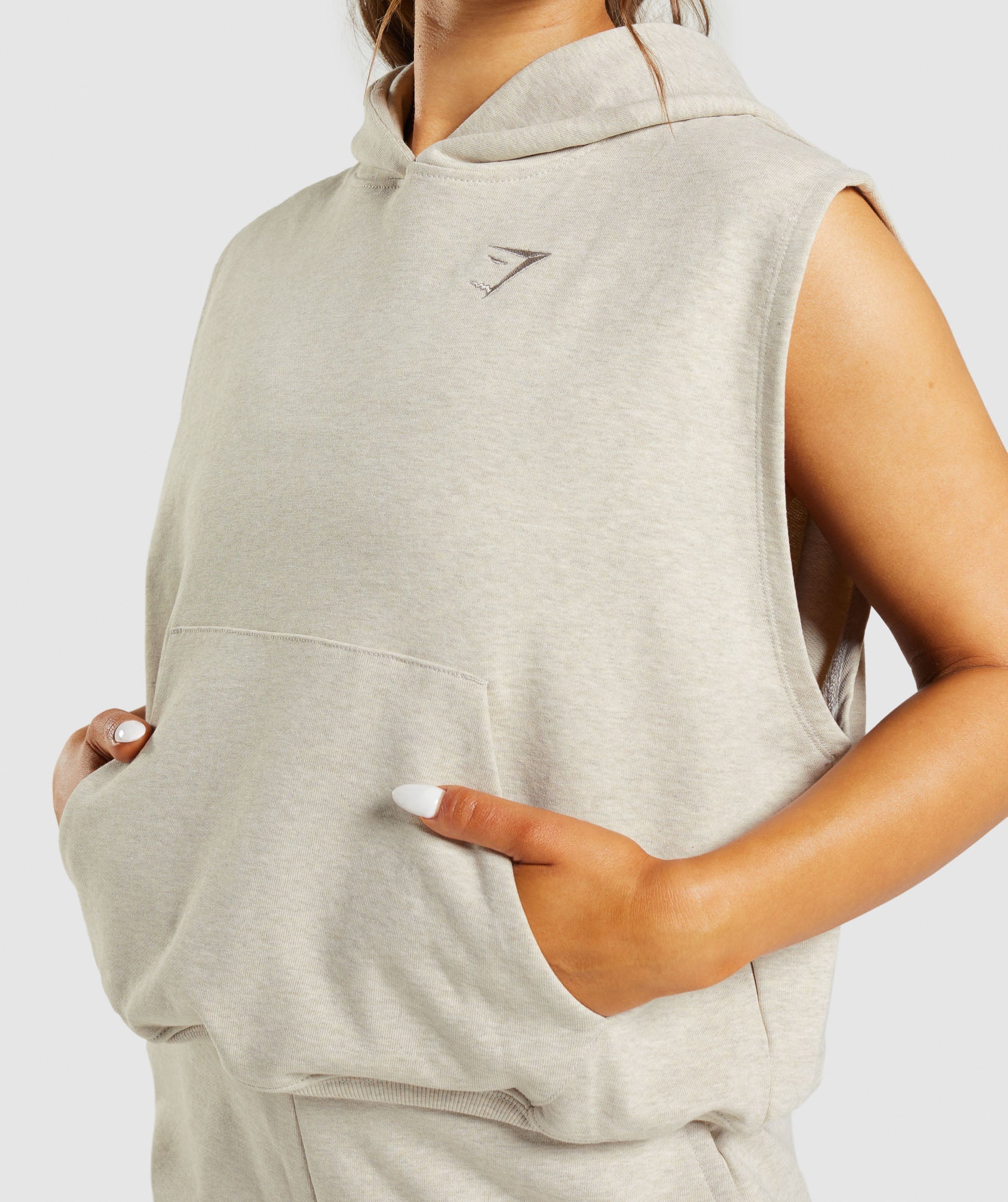 Rest Day Sweats Sleeveless Hoodie in Sand Marl