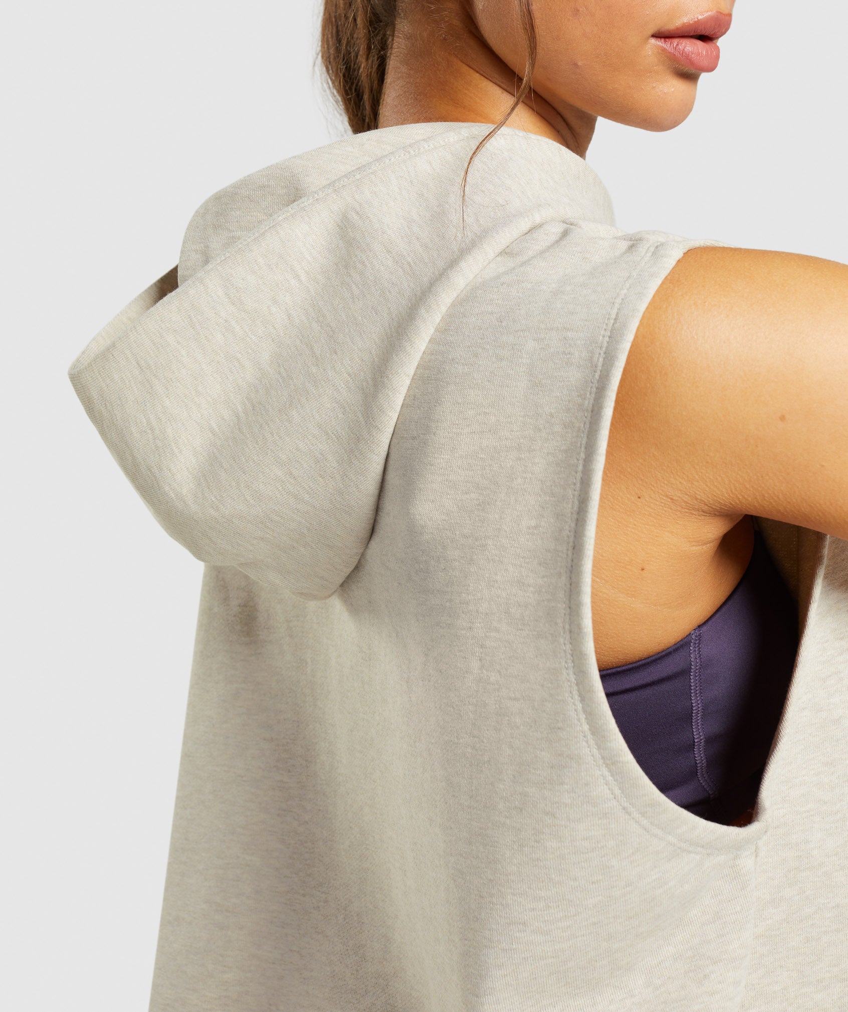 Rest Day Sweats Sleeveless Hoodie in Sand Marl