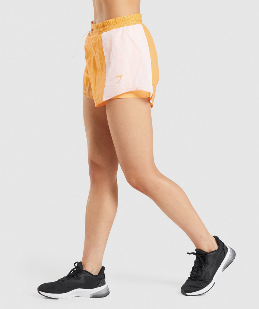 Gymshark Pulse 2 In 1 Shorts - Apricot Orange/White | Gymshark