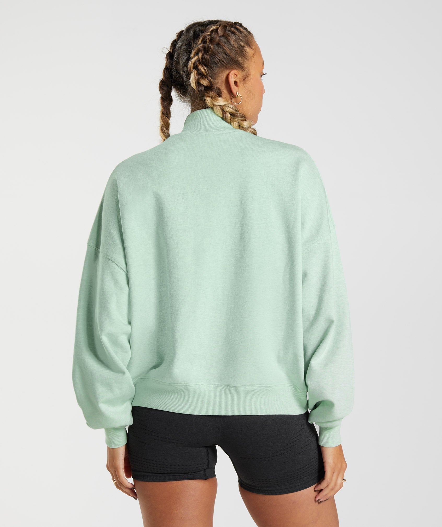 Rest Day Sweats 1/2 Zip Pullover in Refreshing Green Marl - view 3
