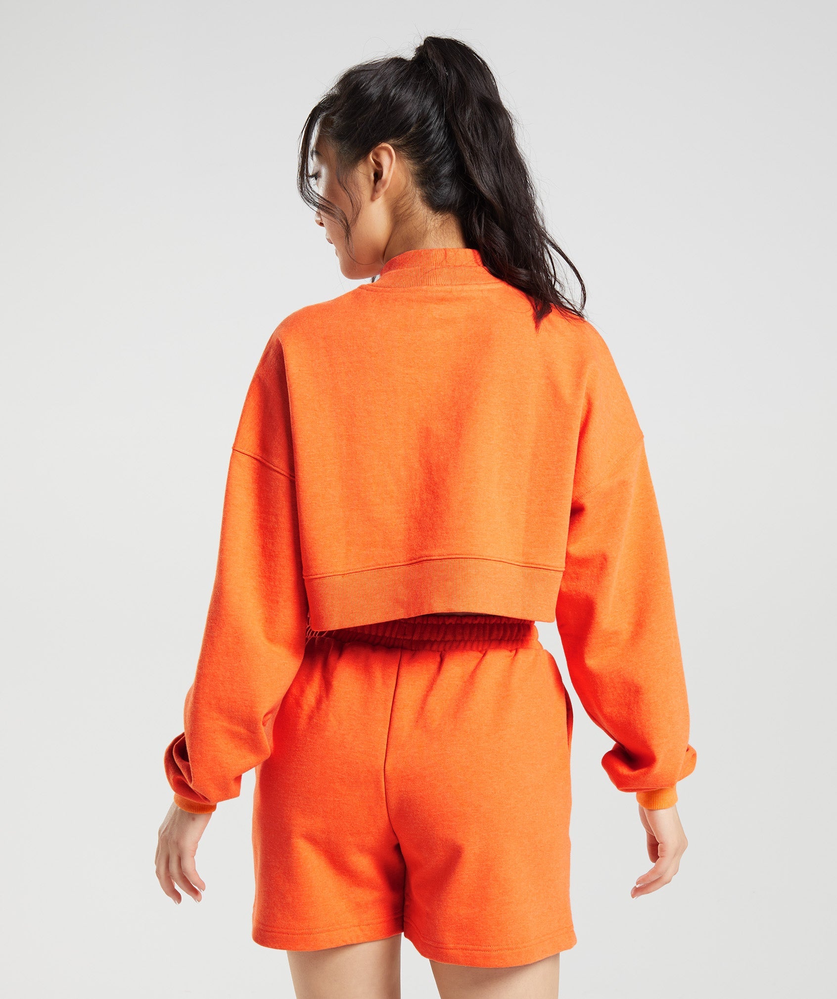 Rest Day Sweats Cropped Pullover in Blaze Orange Marl - view 2