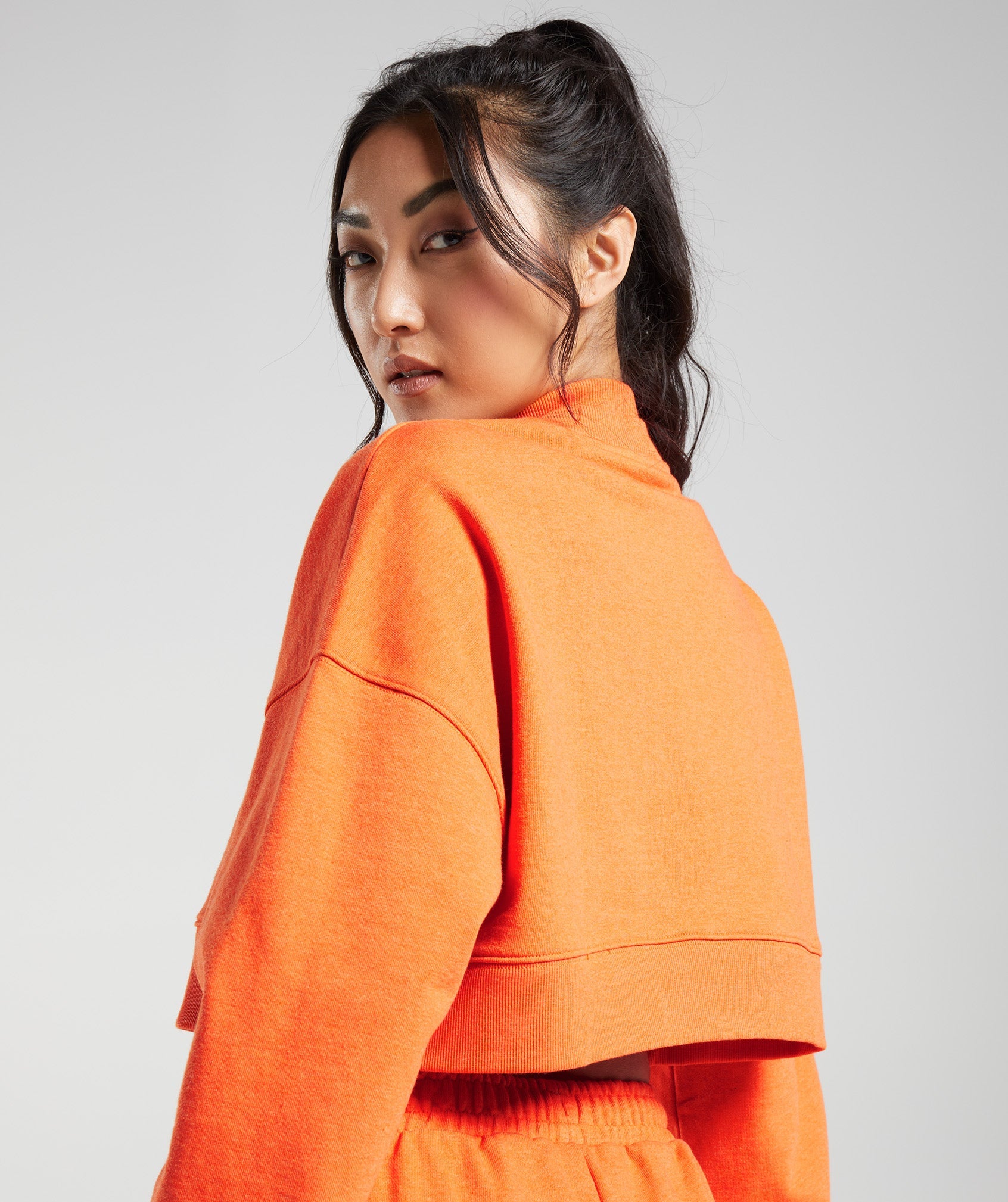 Rest Day Sweats Cropped Pullover in Blaze Orange Marl - view 5