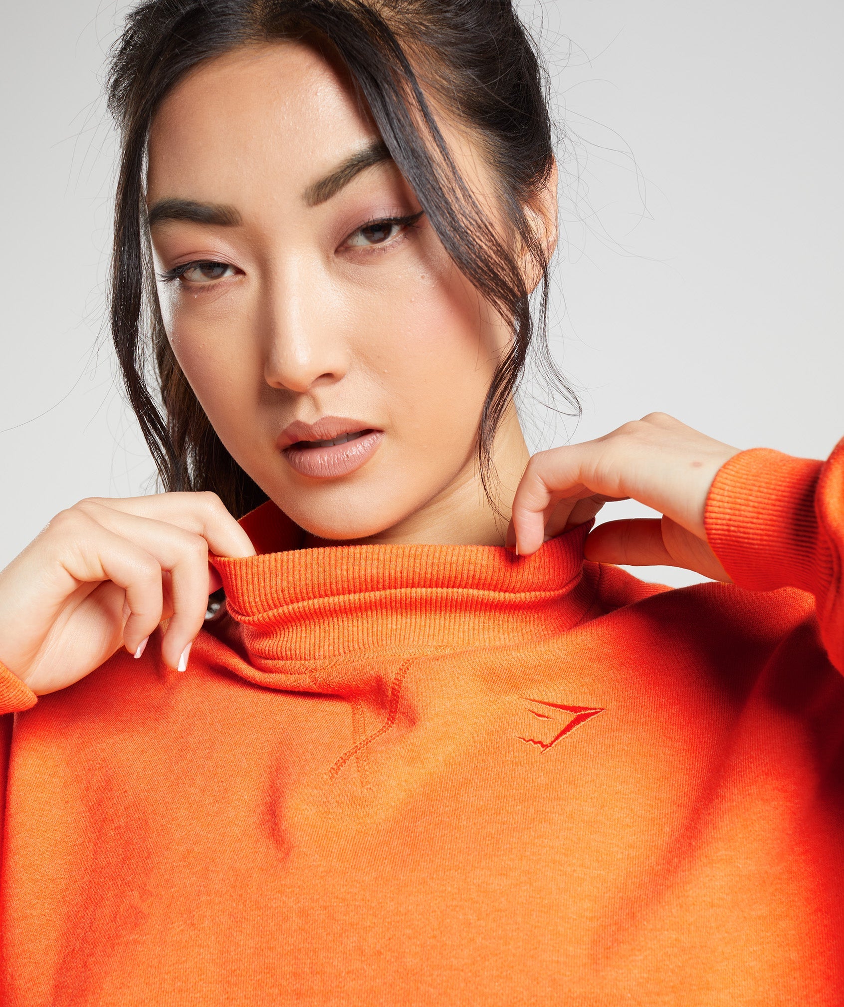 Rest Day Sweats Cropped Pullover in Blaze Orange Marl - view 6