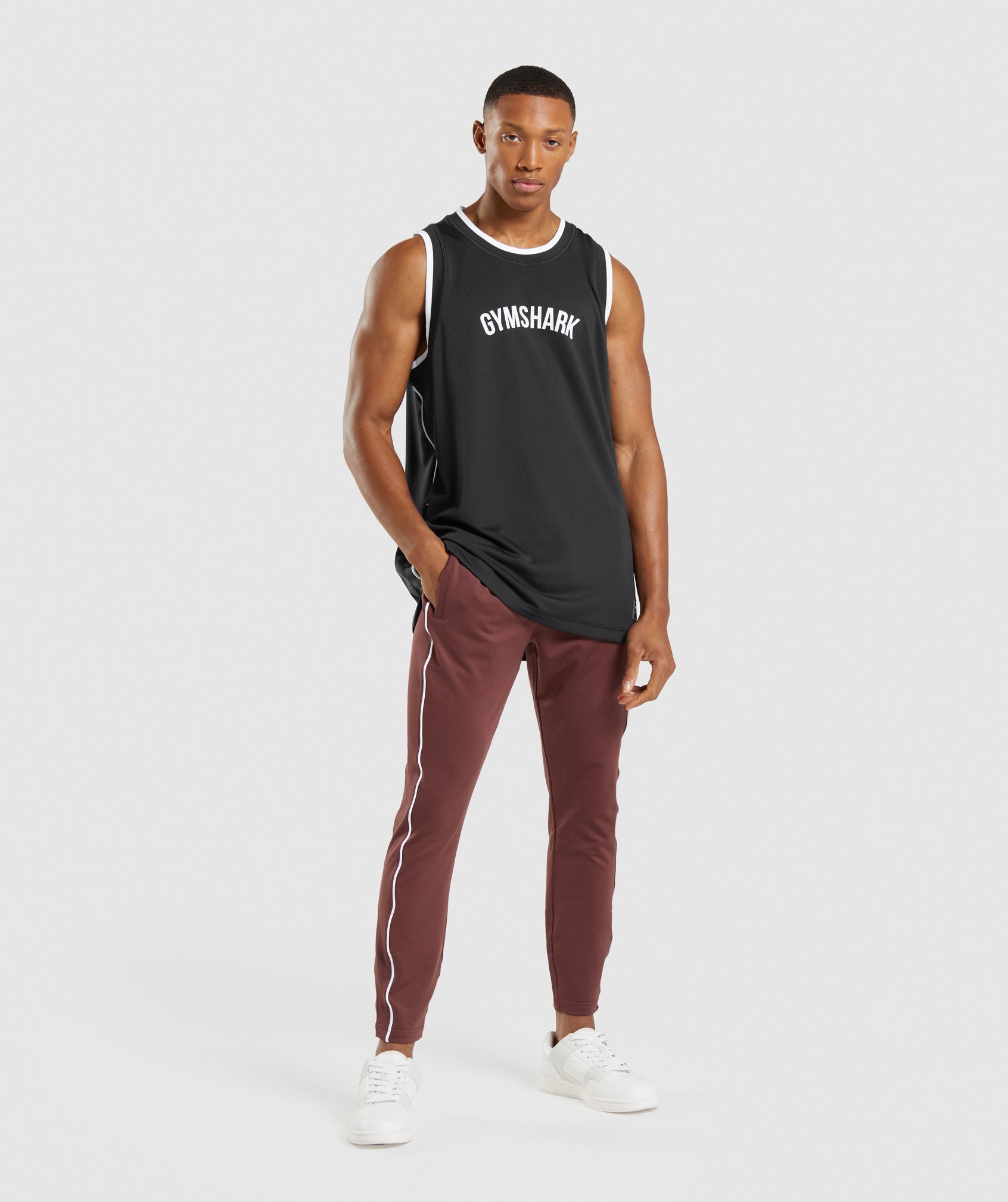 Recess Joggers in Cherry Brown/White