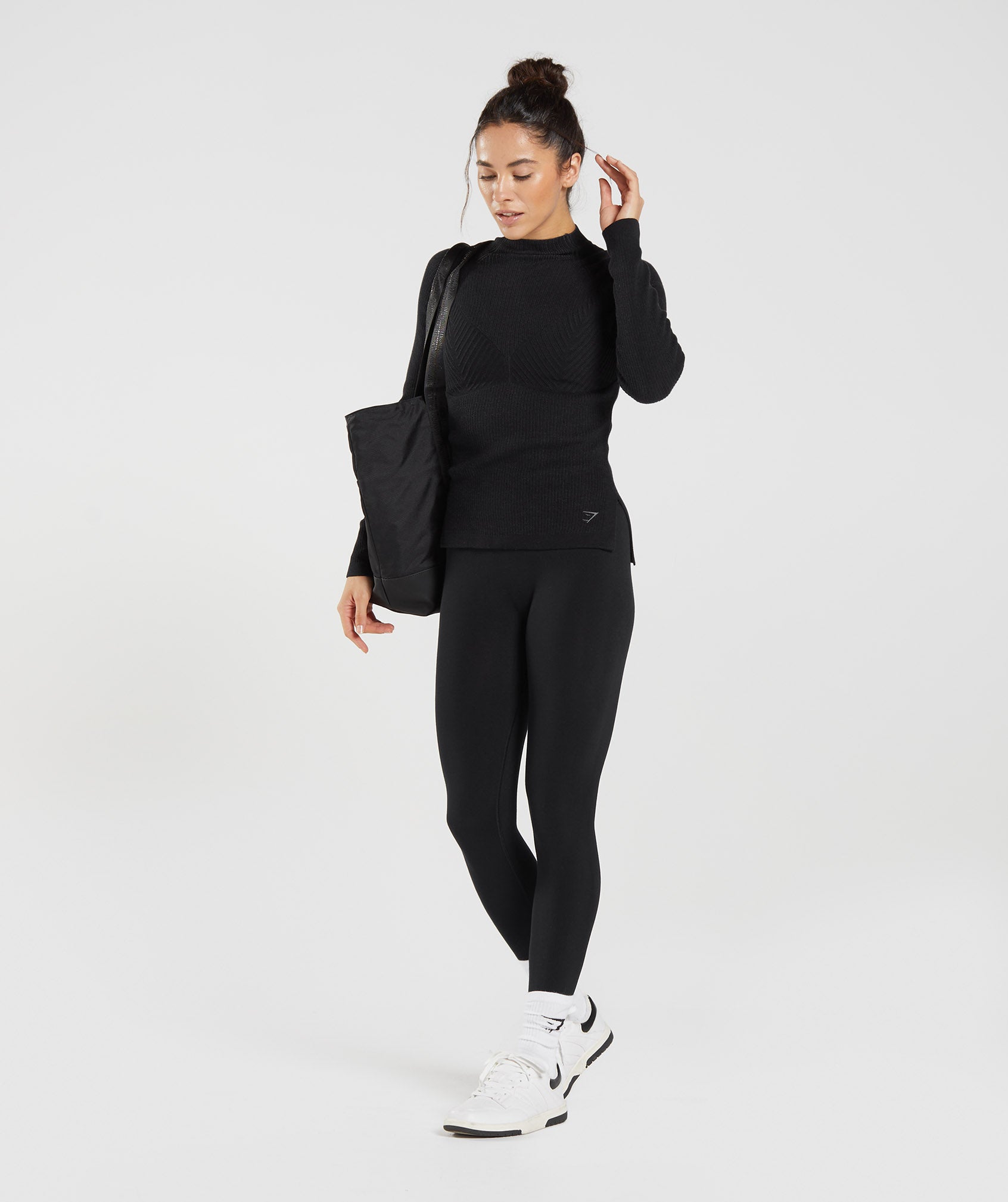 Pause Knitwear Long Sleeve Top in Black/Onyx Grey