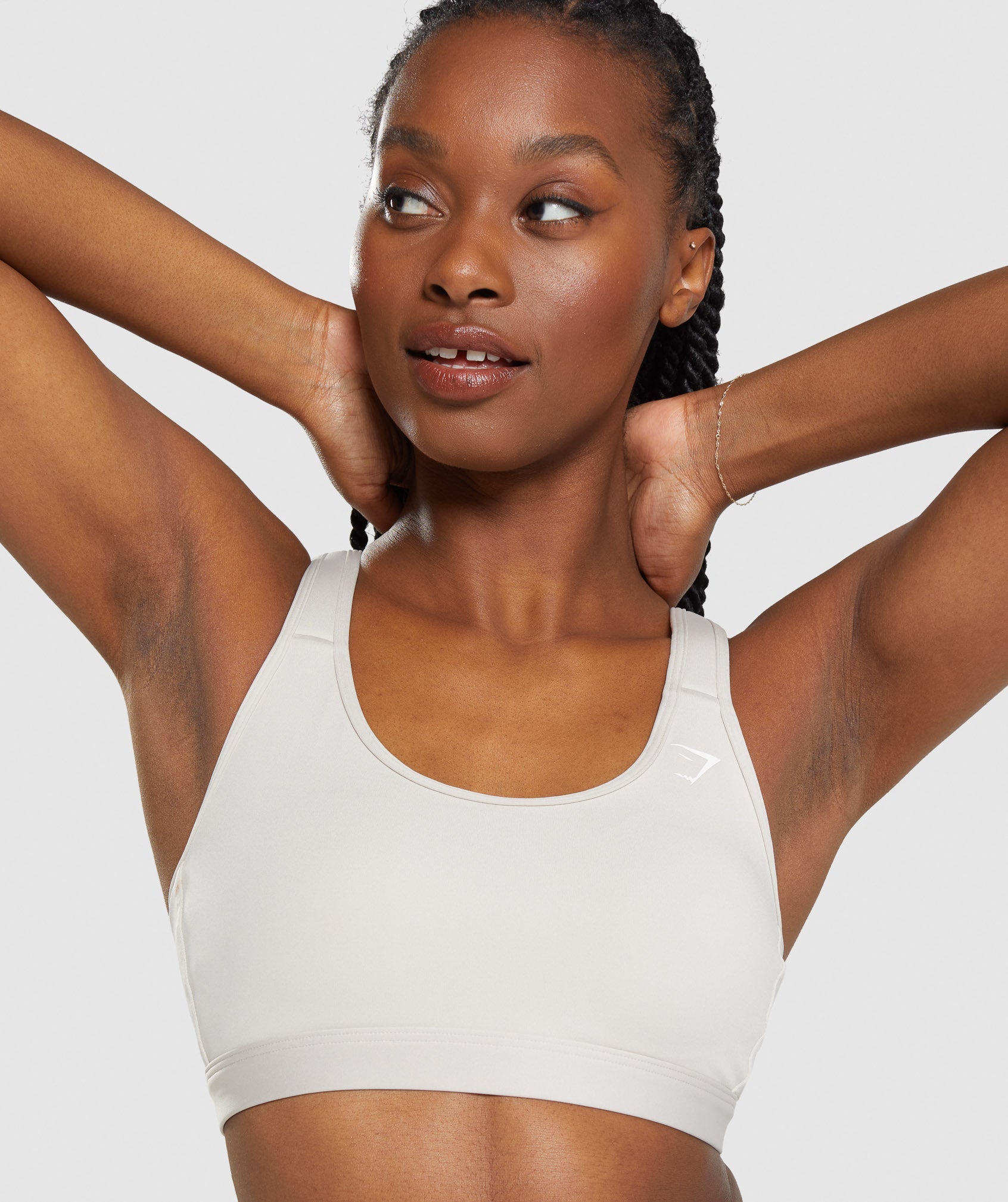 Scoop Neck Sports Bra in Pebble Grey