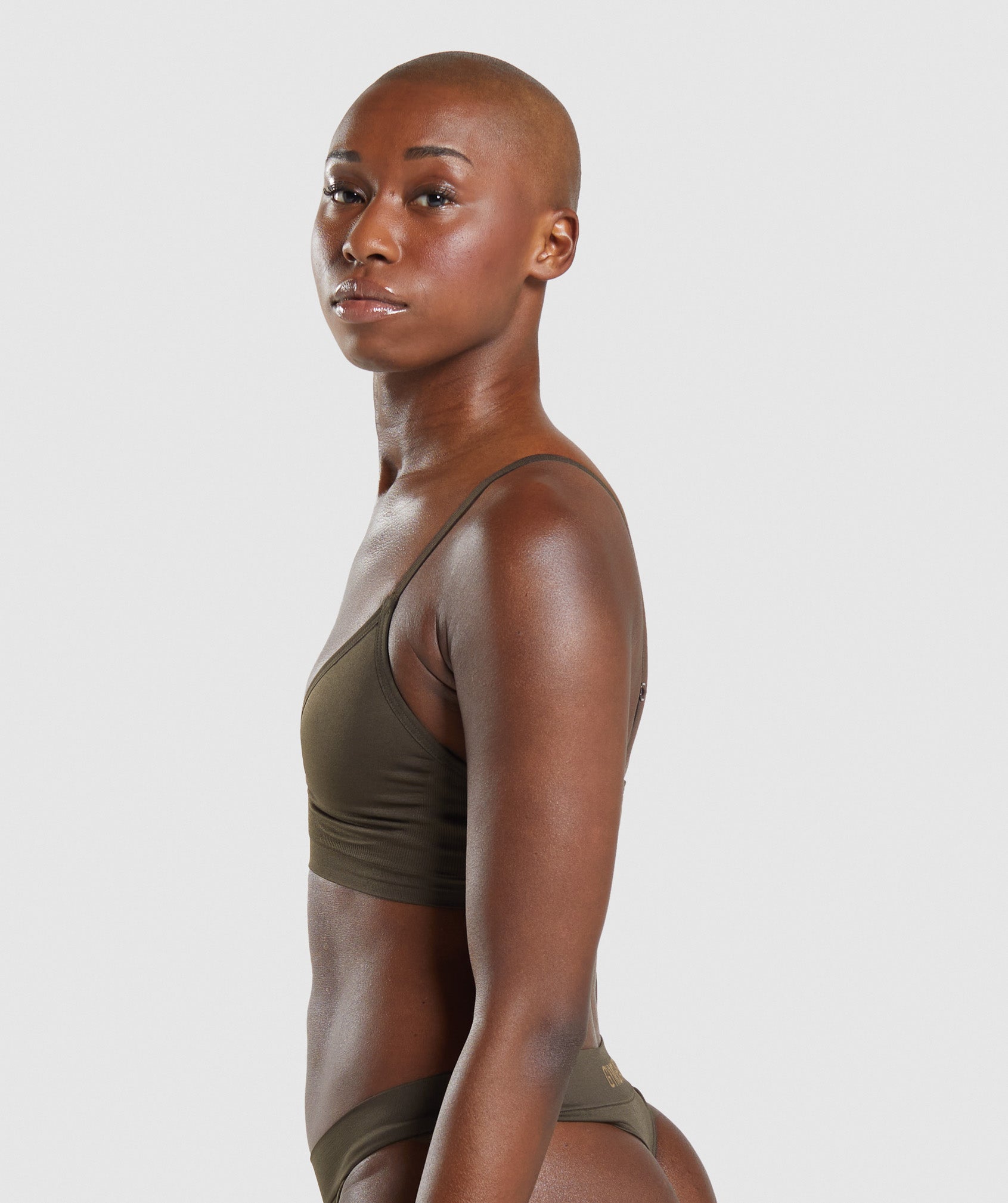 Seamless Low Neck Bralette in Espresso Brown - view 3