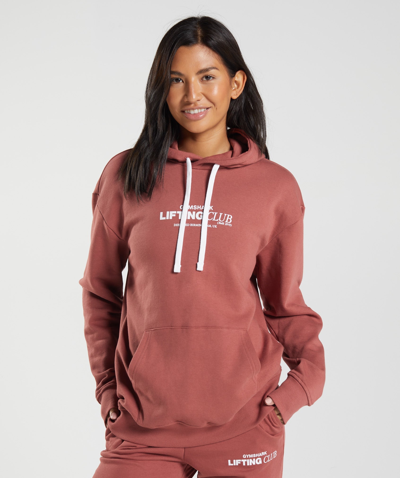 Social Club Oversized Hoodie in Rose Brown