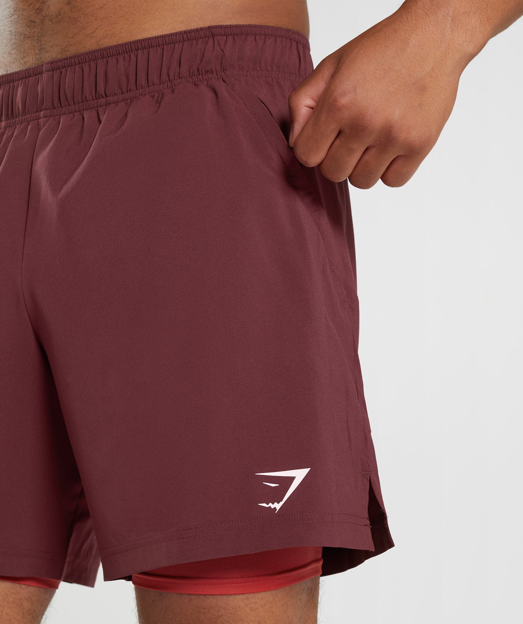 Sport 7" 2 In 1 Shorts in Baked Maroon/Salsa Red