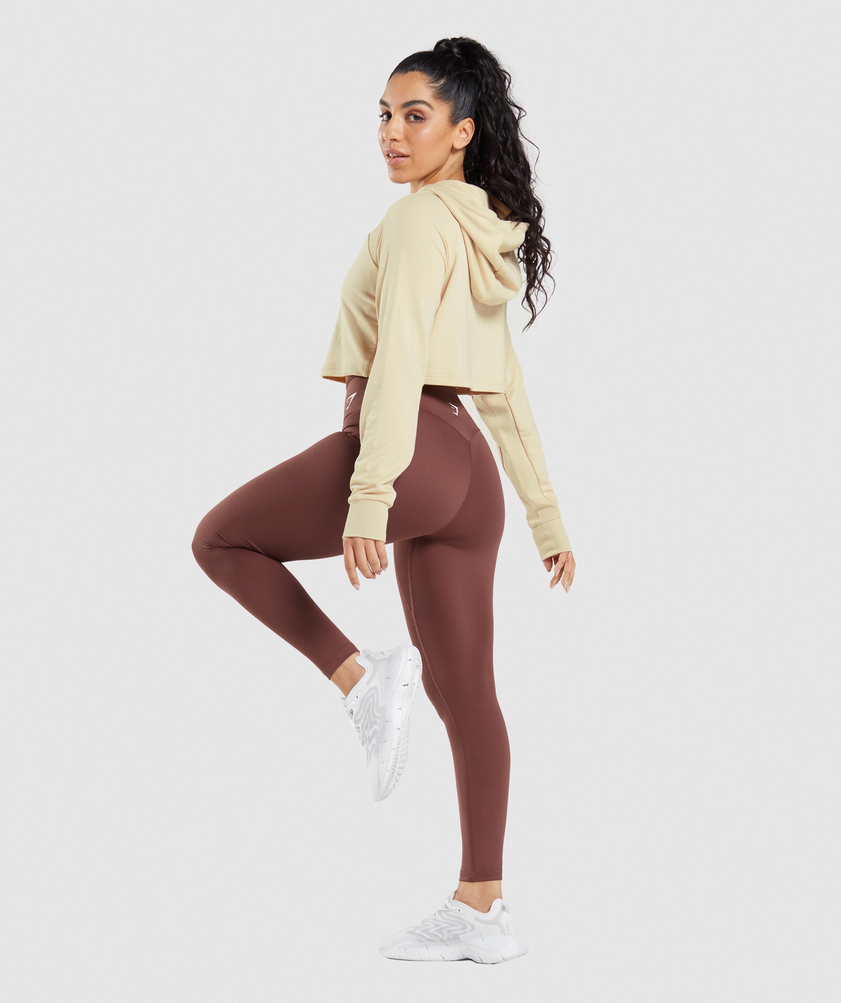 Training Cropped Hoodie in Vanilla Brown - view 4