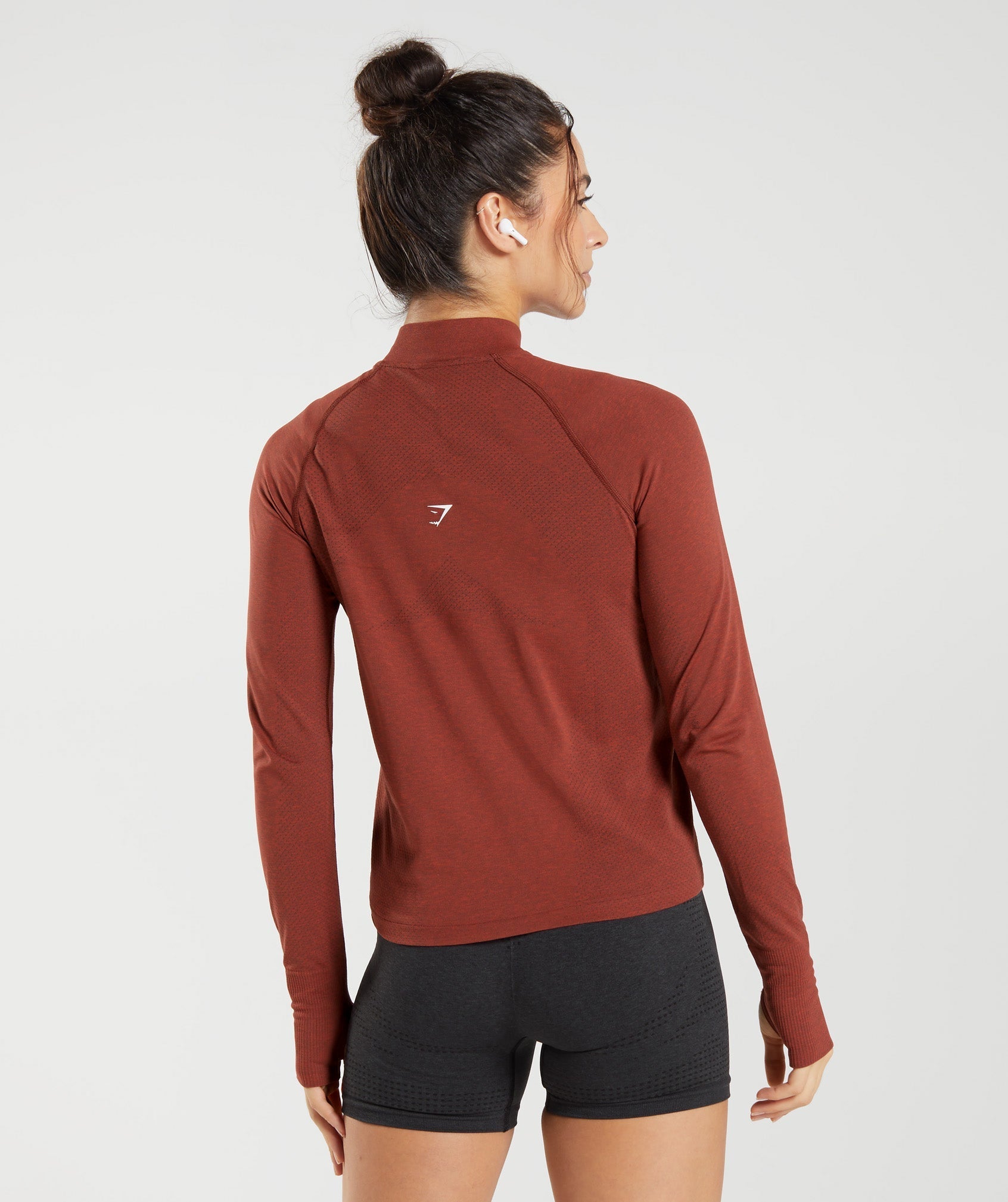 Vital Seamless 2.0 1/4 Track Top in Brick Red Marl - view 2