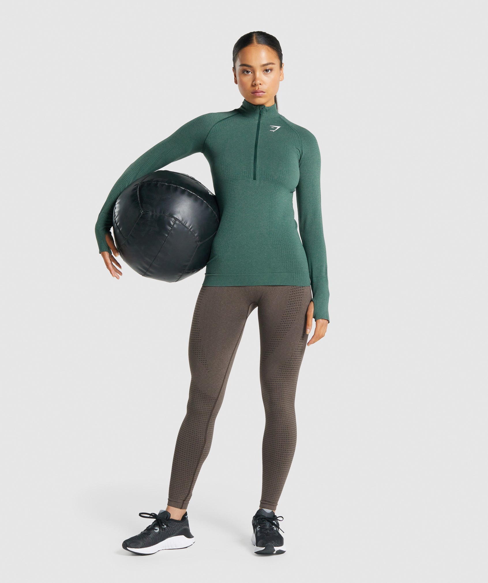 Vital Seamless 2.0 1/2 Zip Pullover in Dark Green Marl - view 5