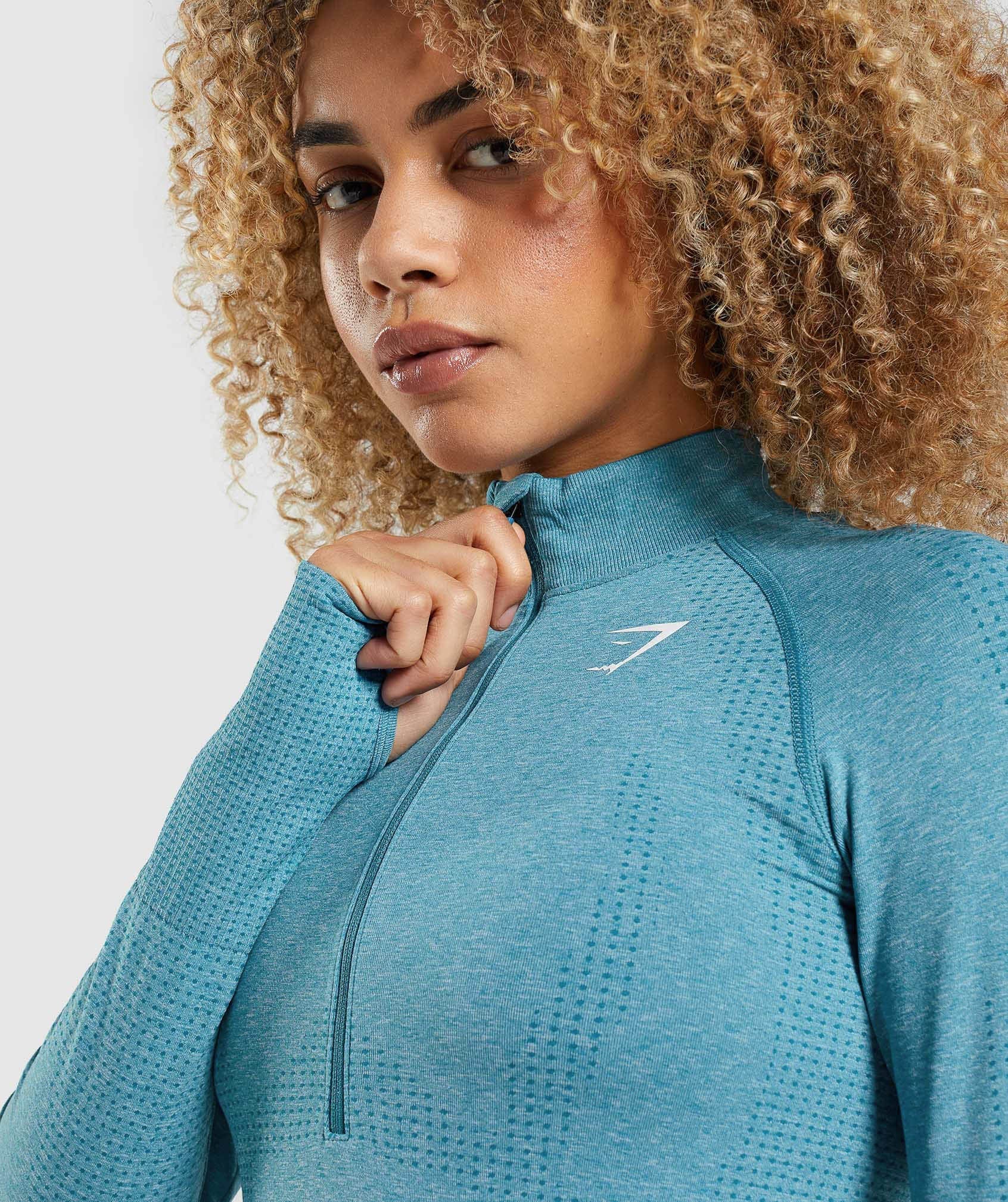 Vital Seamless 2.0 1/2 Zip Pullover in Tahoe Teal Marl