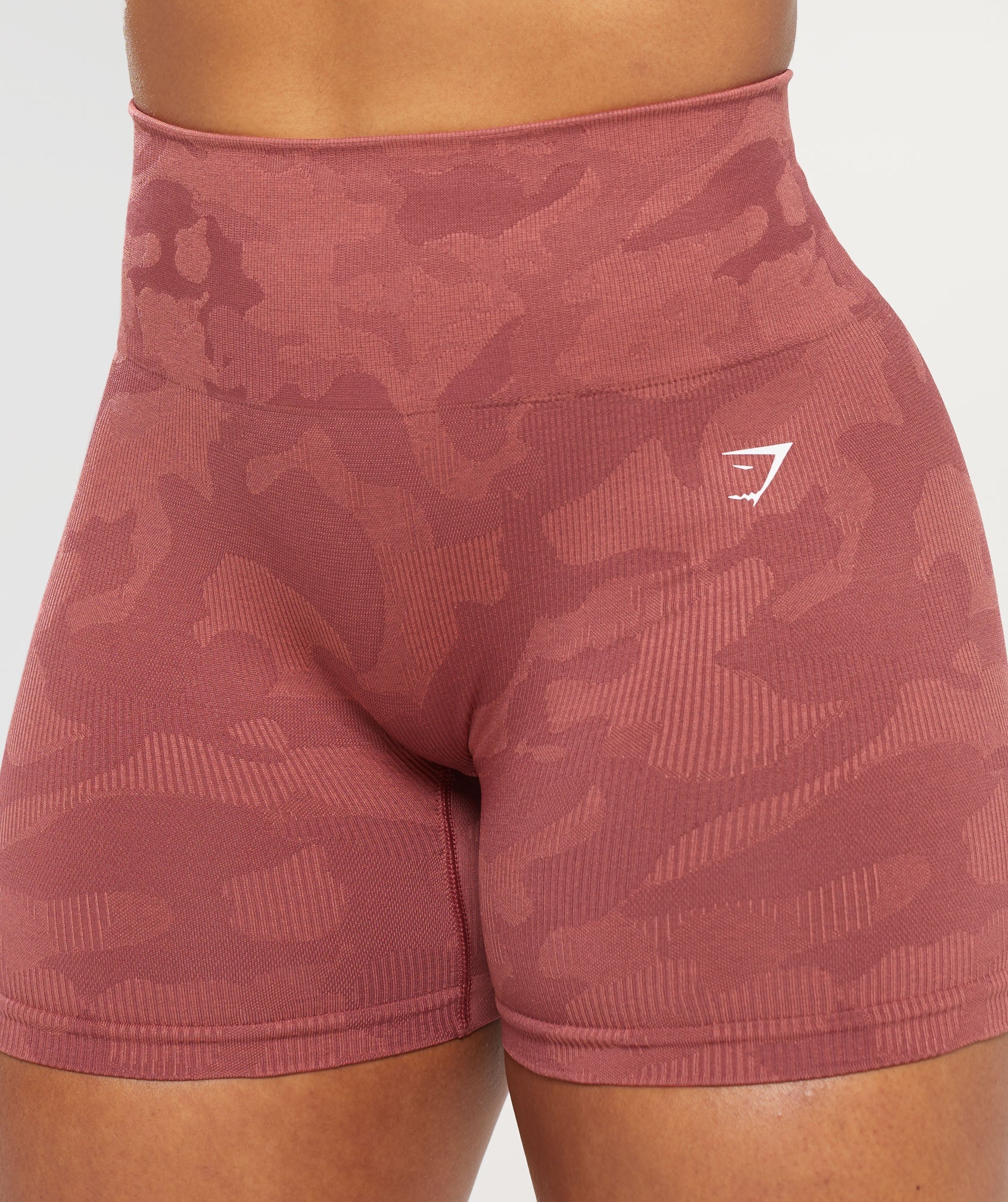 Adapt Camo Seamless Ribbed Shorts in Soft Berry/Sunbaked Pink - view 5