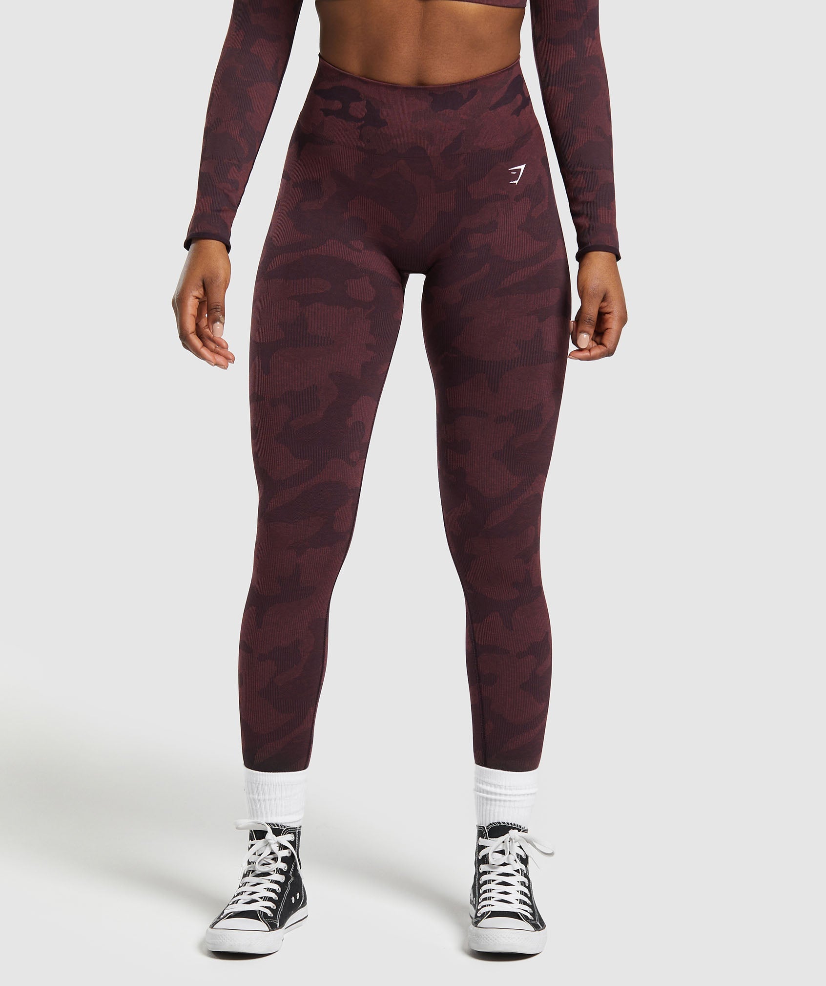 Adapt Camo Seamless Ribbed Leggings in Plum Brown/Burgundy Brown ist nicht auf Lager