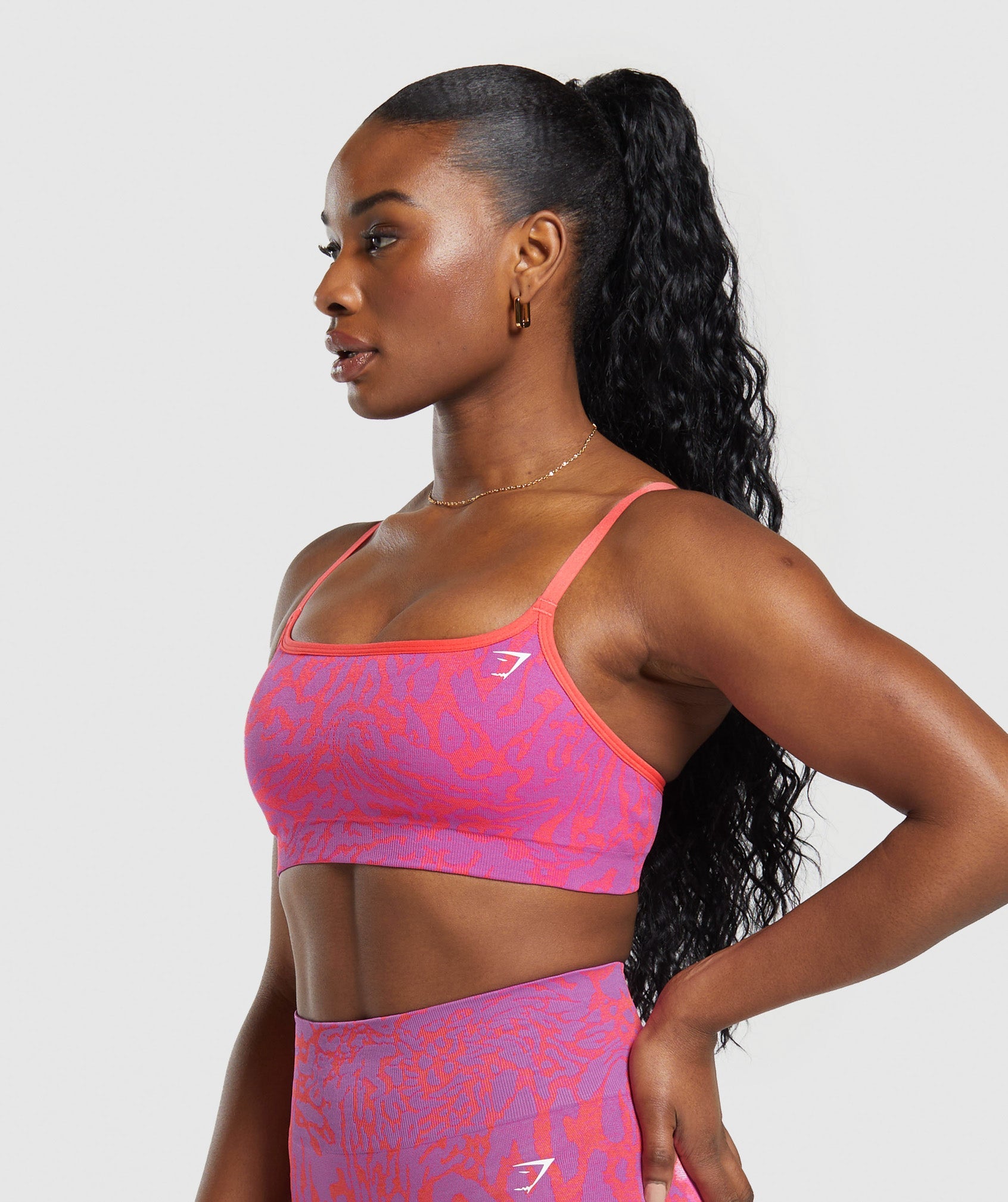 Adapt Safari Seamless Sports Bra in Shelly Pink/Fly Coral - view 3