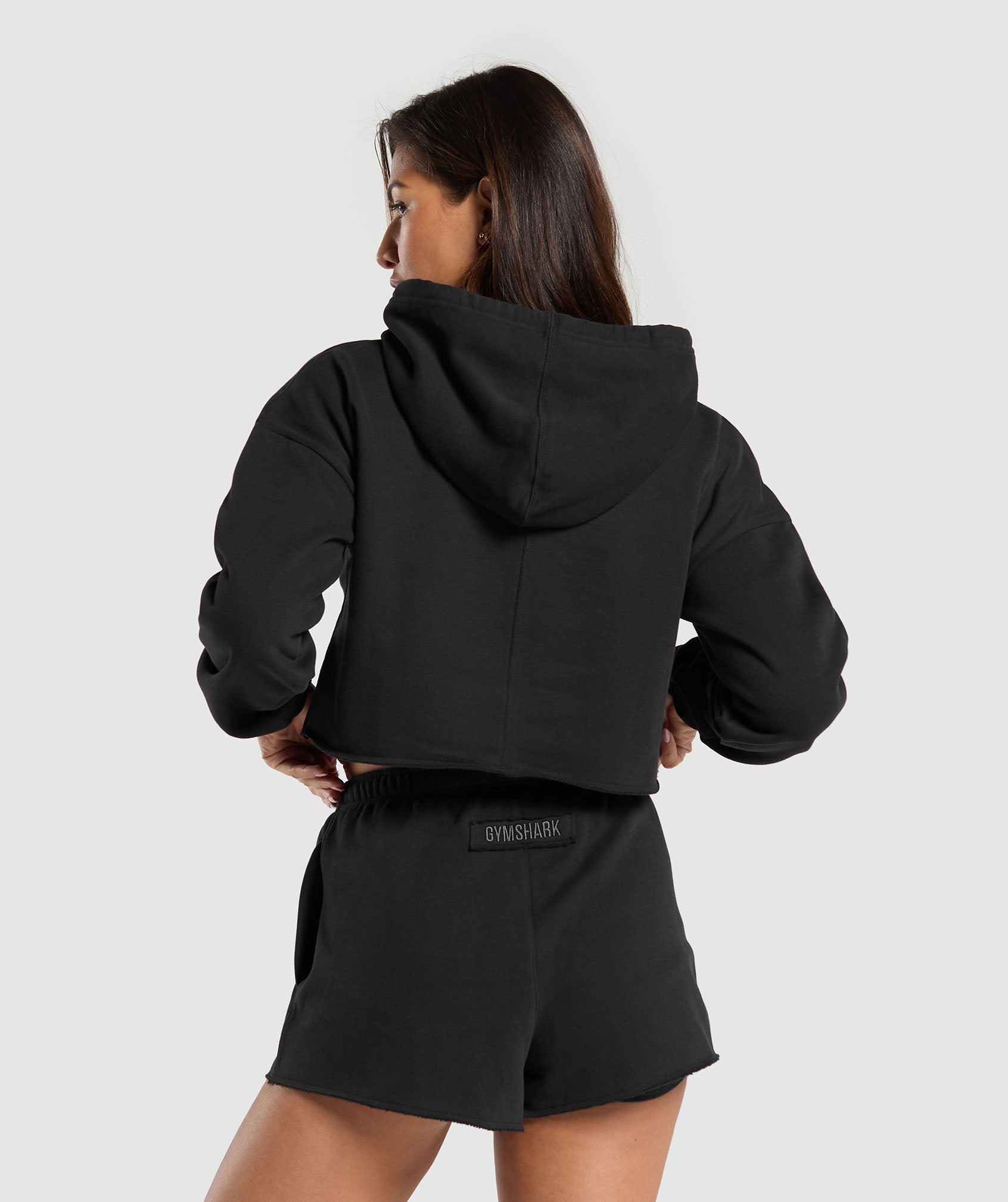 Fleece Crop Pullover in Black - view 2