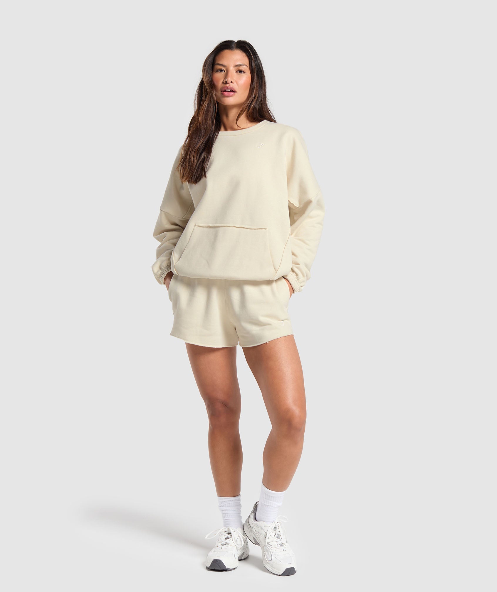 Fleece Oversized Sweatshirt in Ecru White - view 4