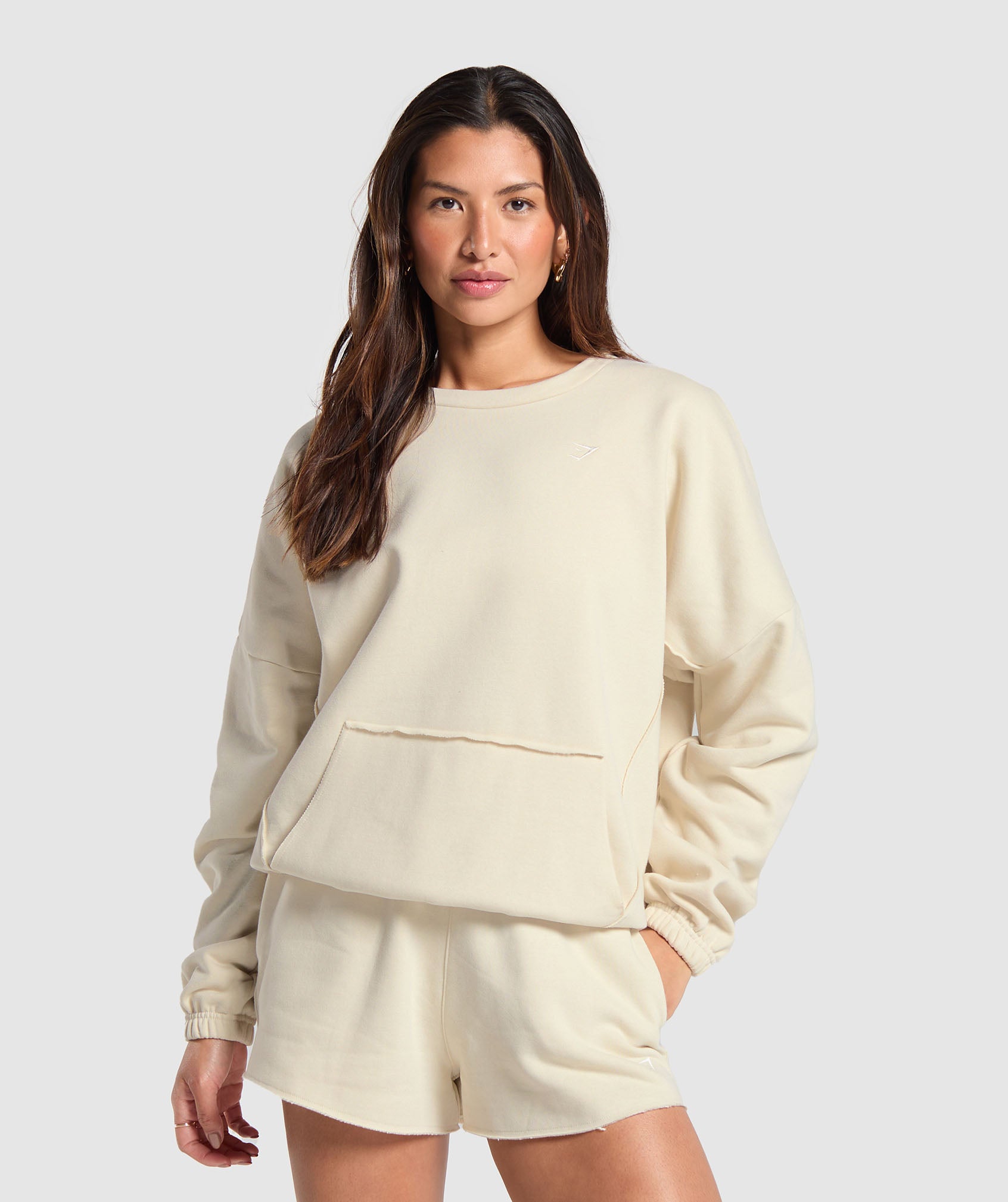 Fleece Oversized Sweatshirt in Ecru White - view 1