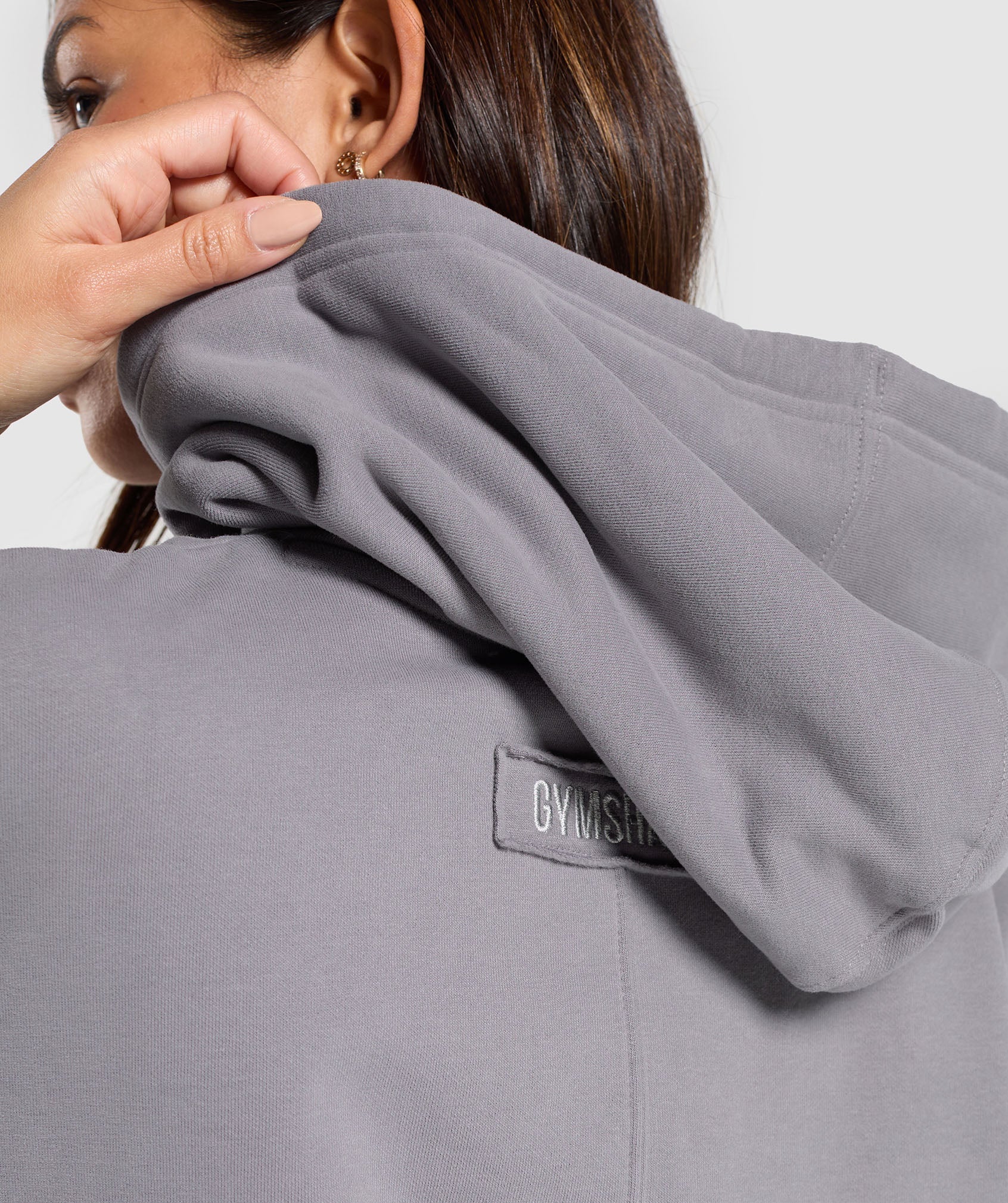 Fleece Oversized Hoodie in Medium Grey - view 8