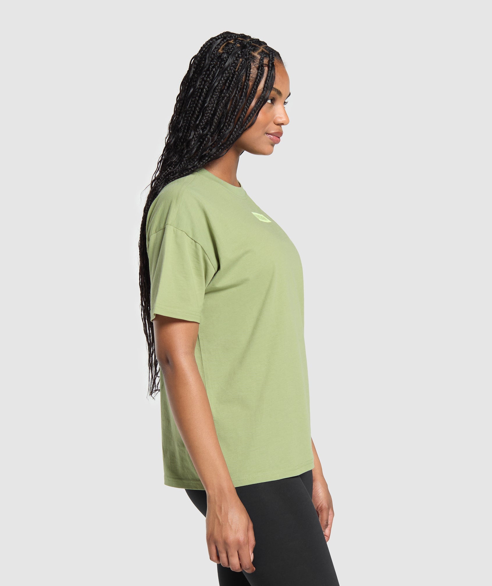 Block Oversized T-Shirt in Natural Sage Green - view 3