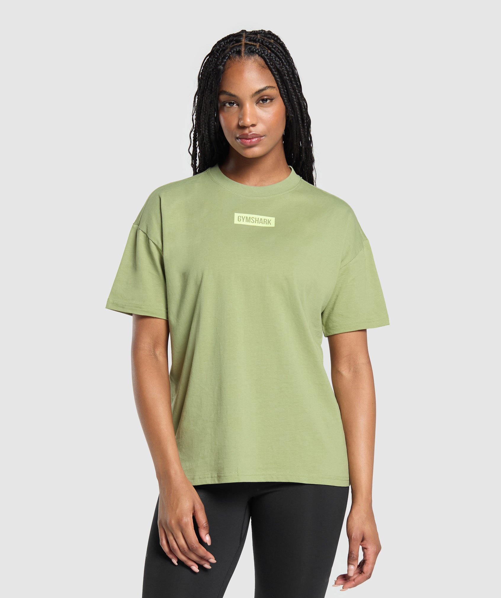 Block Oversized T-Shirt in Natural Sage Green - view 1