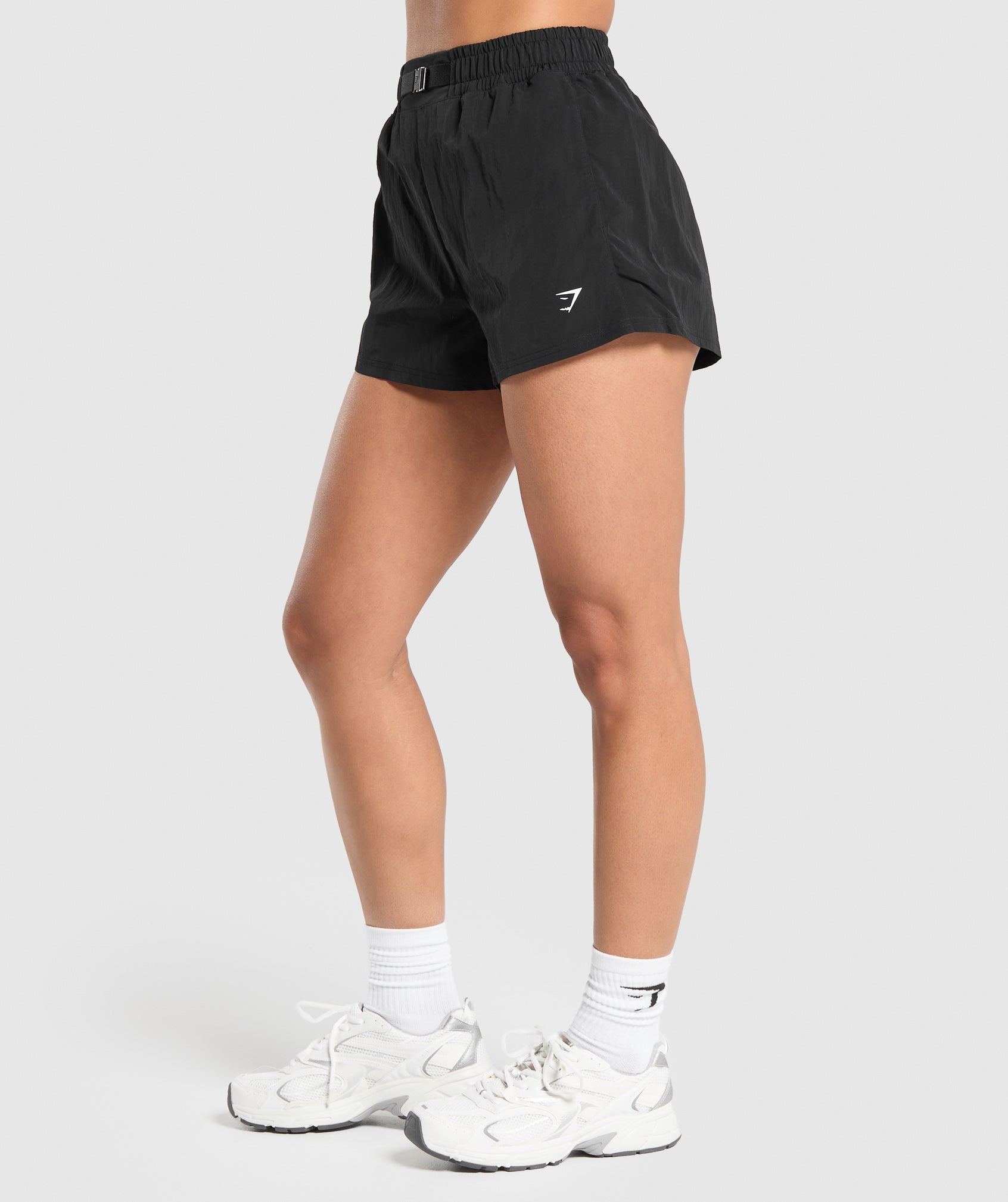 Buckle Waisted Shorts in Black - view 3