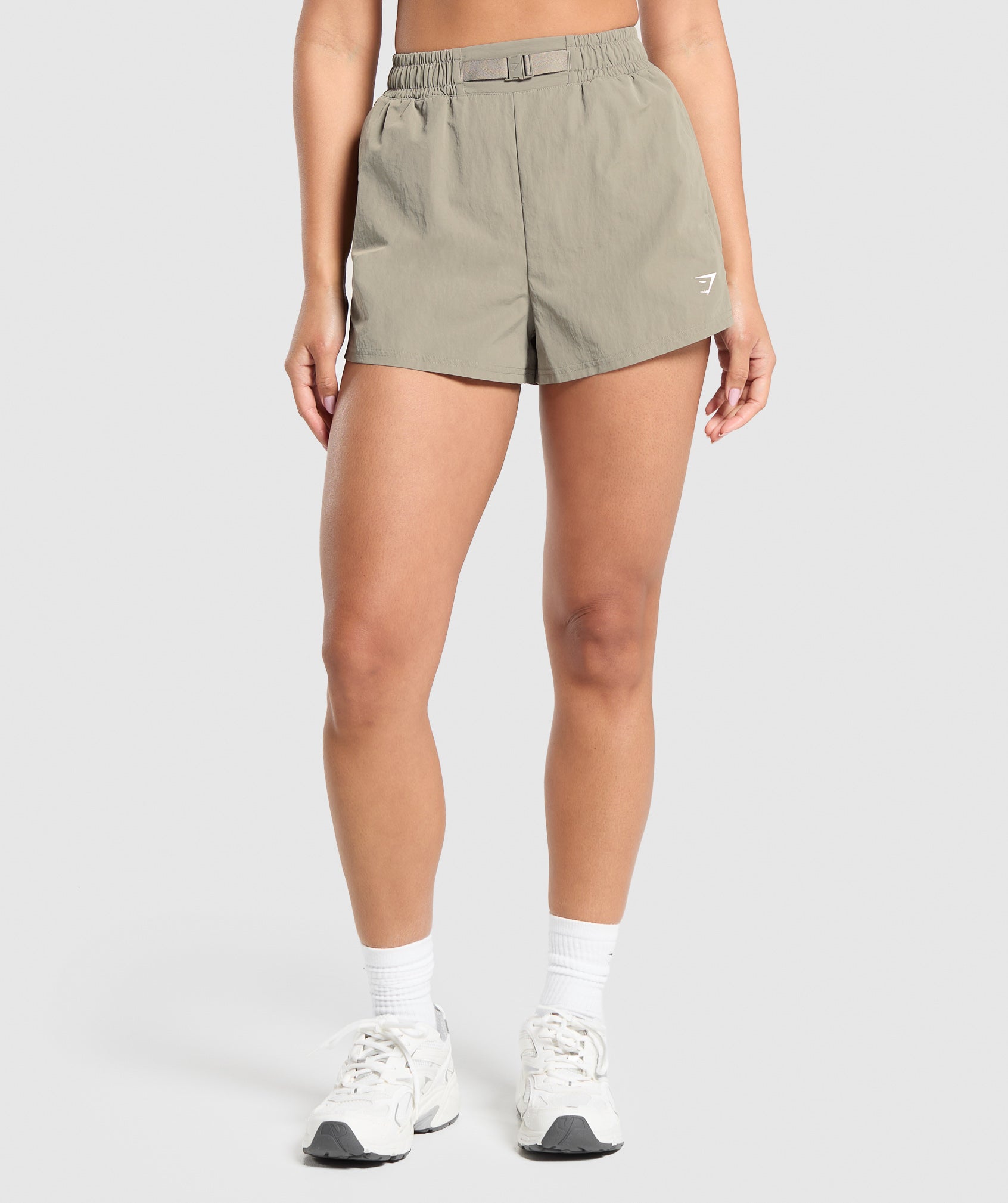 Buckle Waisted Shorts in Linen Brown - view 1