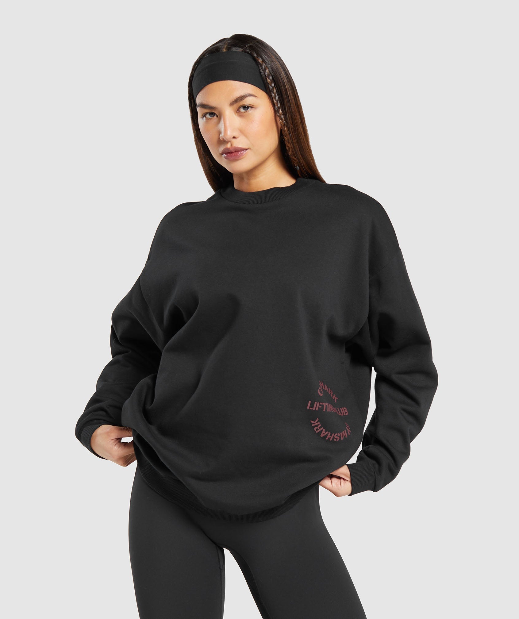 Built Oversized Sweatshirt in Black - view 2