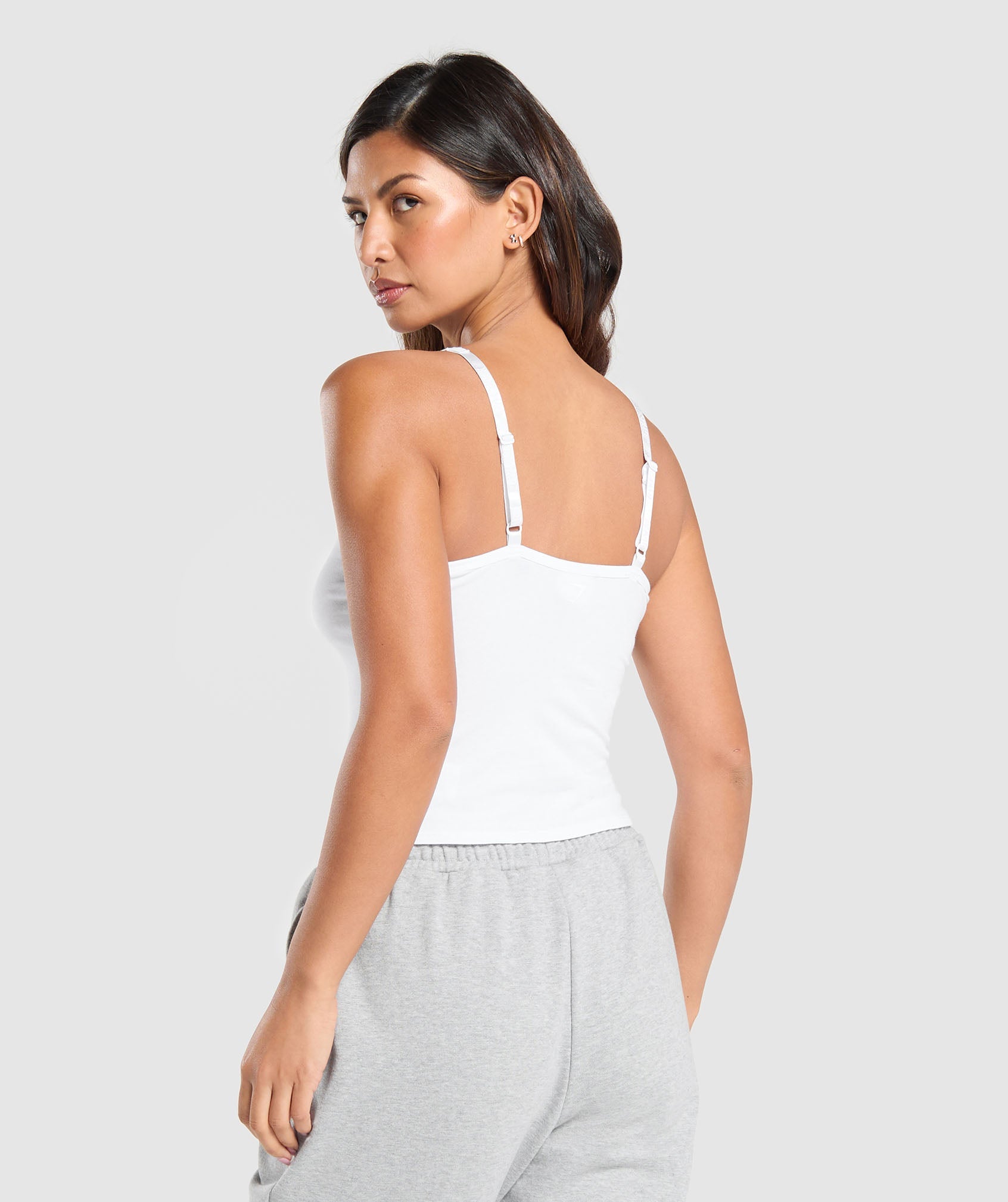 Cotton Cami Tank in White - view 2