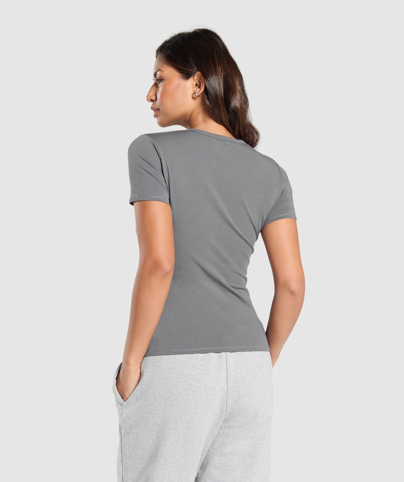 Cotton T-Shirt in Brushed Grey - view 2